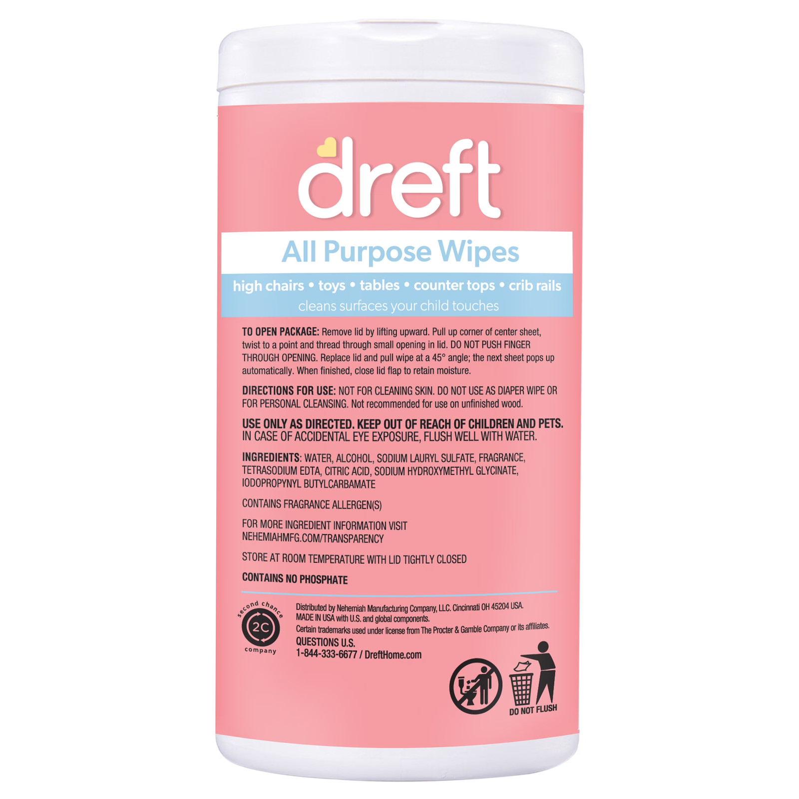 All Purpose Baby Cleaning Wipes, 70 Count, Safe on Baby Essentials, Surface