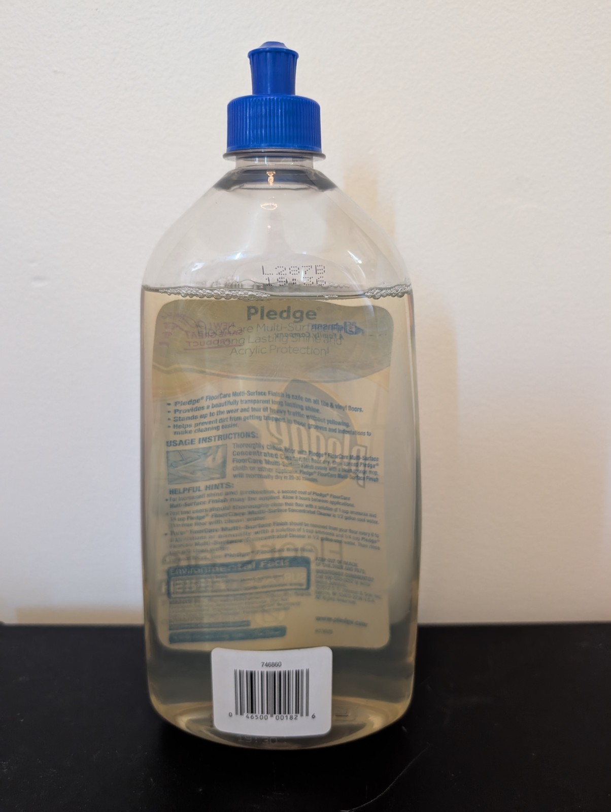 PLEDGE Floor Care Multi Surface Finish 27 oz Shine Protect Restore Open Bottle