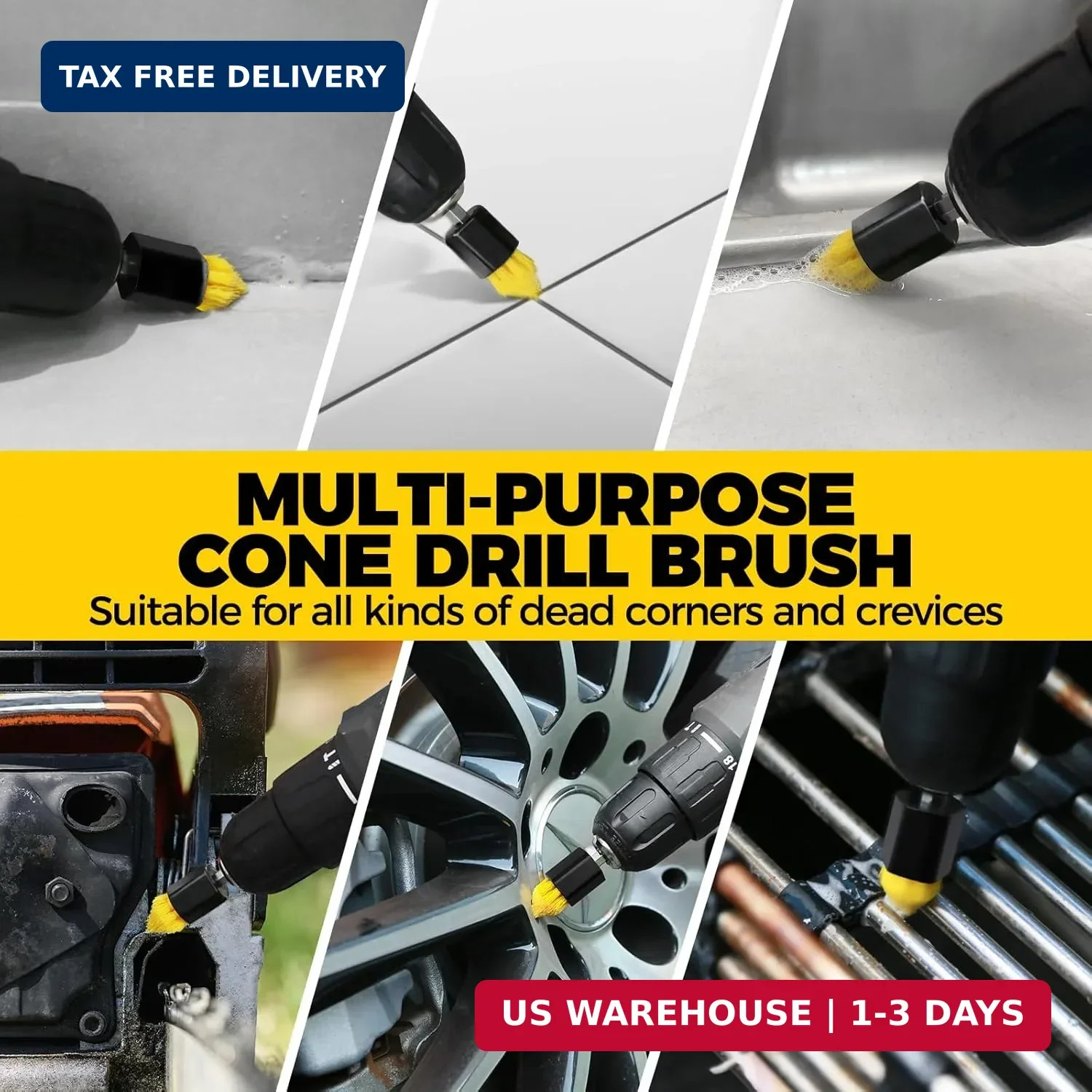 Holikme 8 Piece Drill Brush Attachments Set, Power Scrubber with Extend Long Att