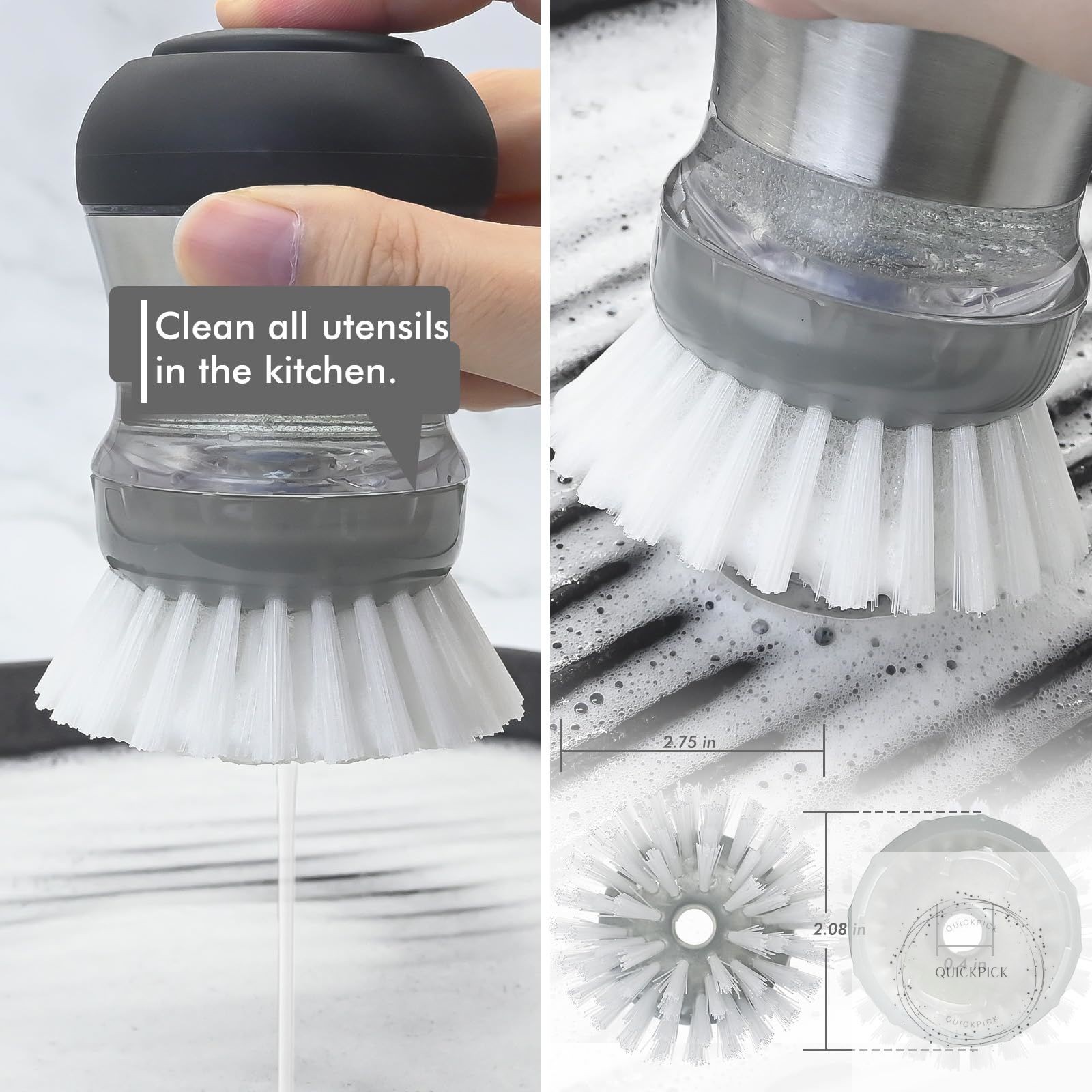 Palm Brush Refills for OXO Steel Soap Dispensing Dish Brush – 4 Pack Cleaning