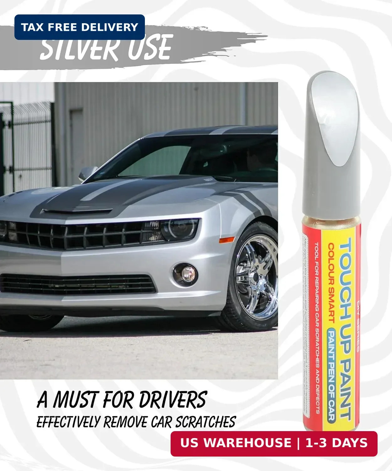 Pure Silver Touch Up Paint Universal Color Match for All Car Models Repair Pen