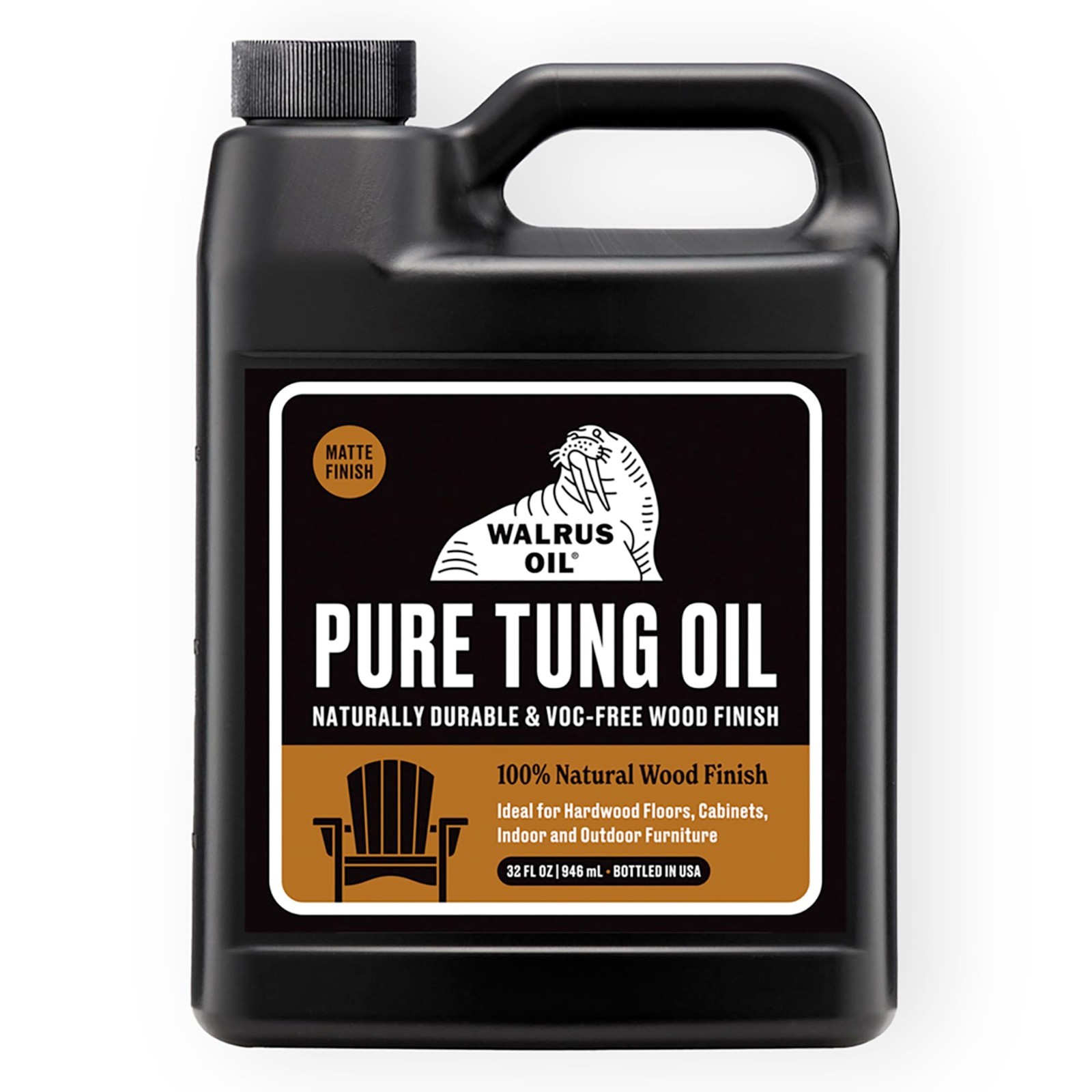 32oz Jug 100% Pure Tung Oil, Wood Finish for Any Woodworking Project, Natural.