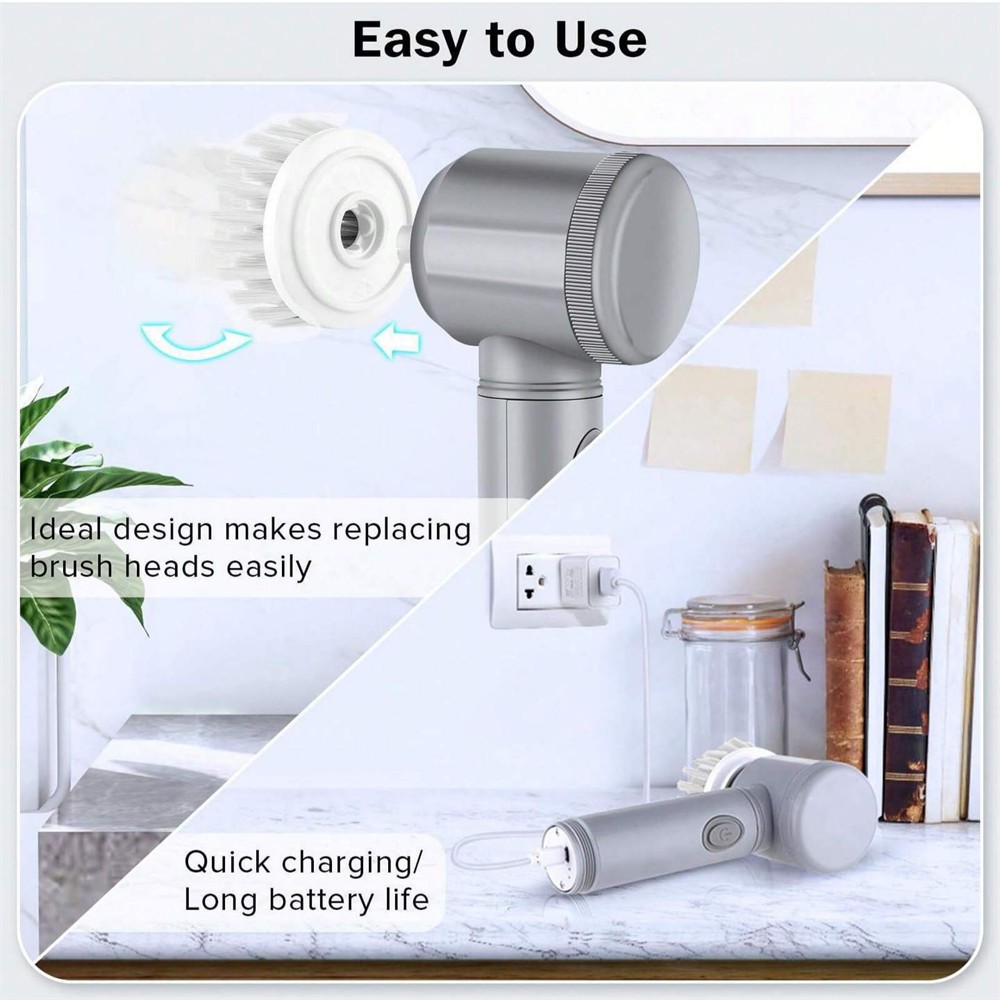 Power Scrubber Cordless Electric, Rotary Spin Cleaning Brush for Tub Floor Shoe