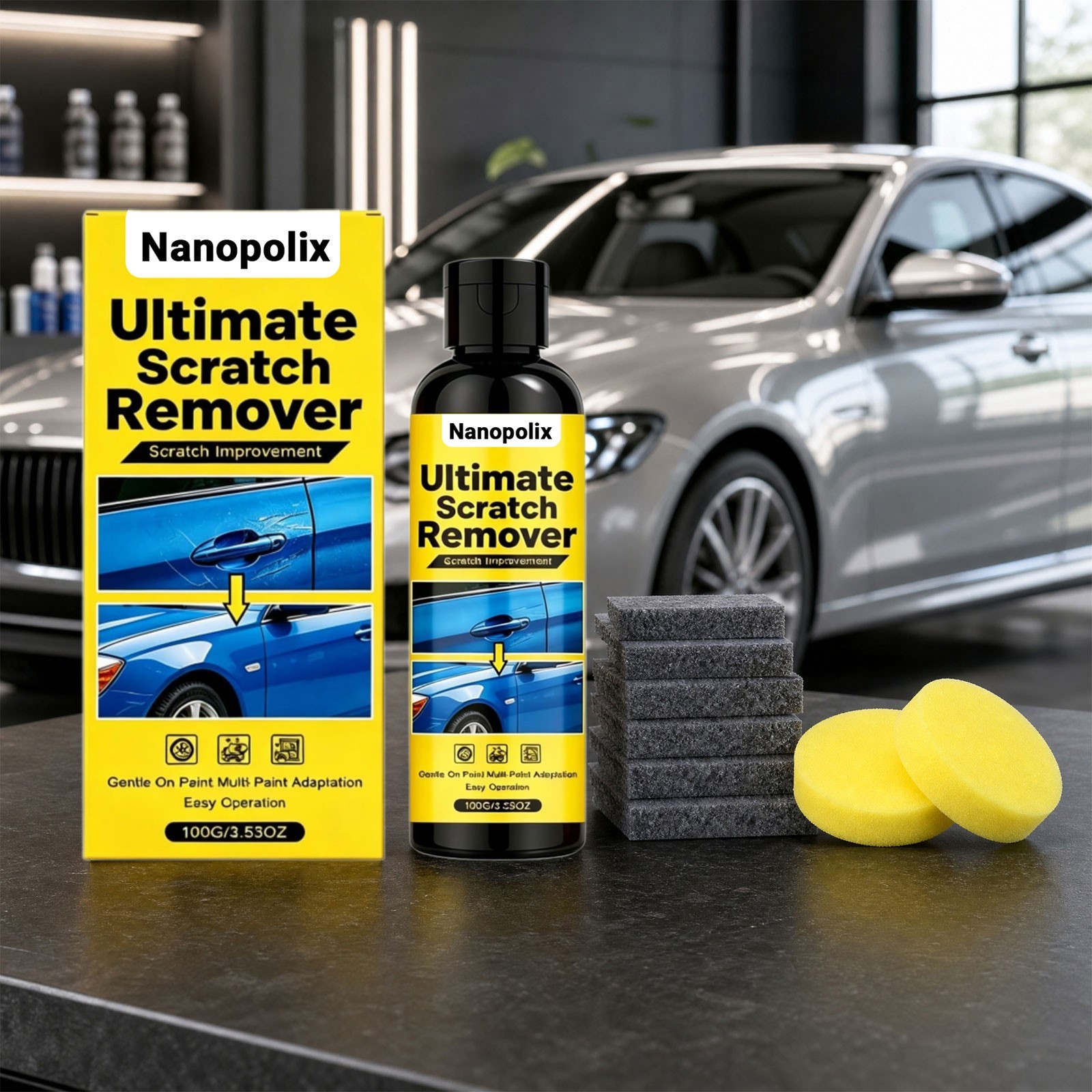 2Pcs NanoPolix Car Scratch Remover – All Surface Auto Scratch Repair & Polish
