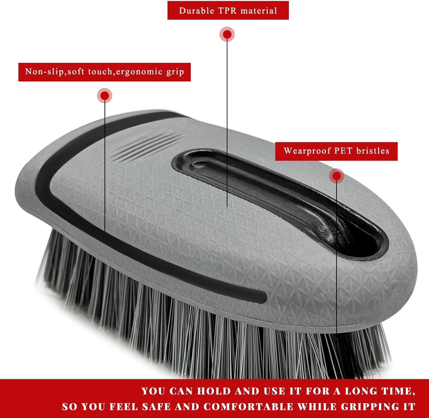 Carpet and Upholstery Cleaning Brush, Stiff Bristle Detailing Scrubber for Car I