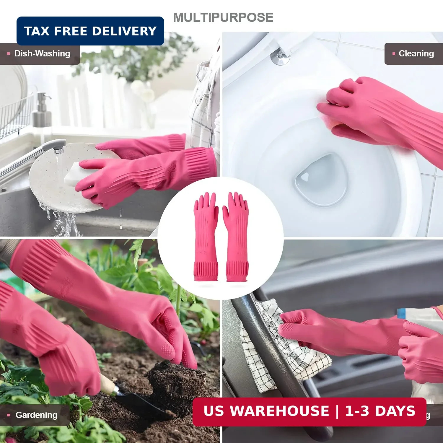 DABOGOSA Mamison 2 Pairs Reusable Waterproof Household Dishwashing Cleaning Rubb