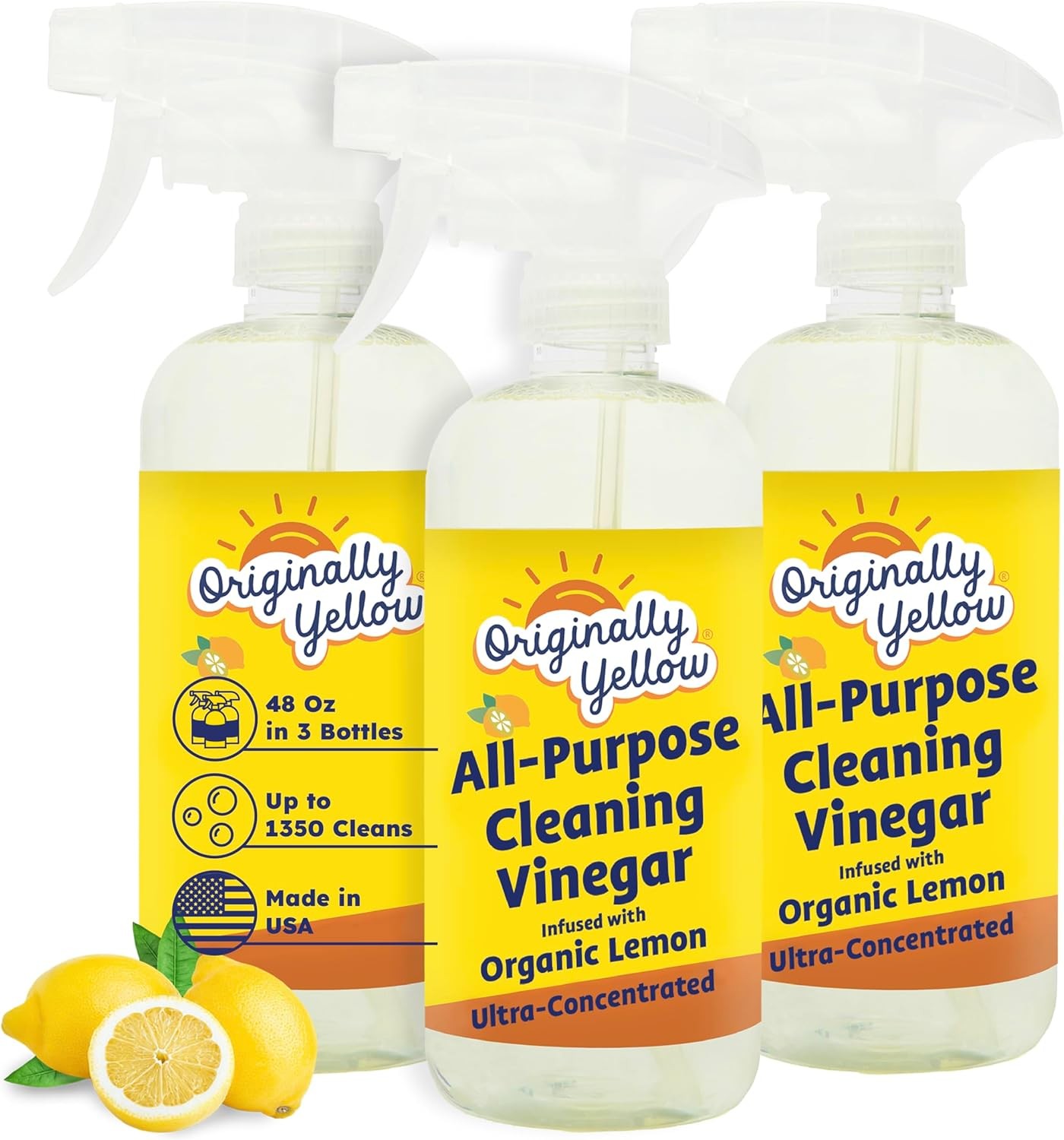 Originally Yellow Lemon Vinegar Cleaning Spray 3 Pack