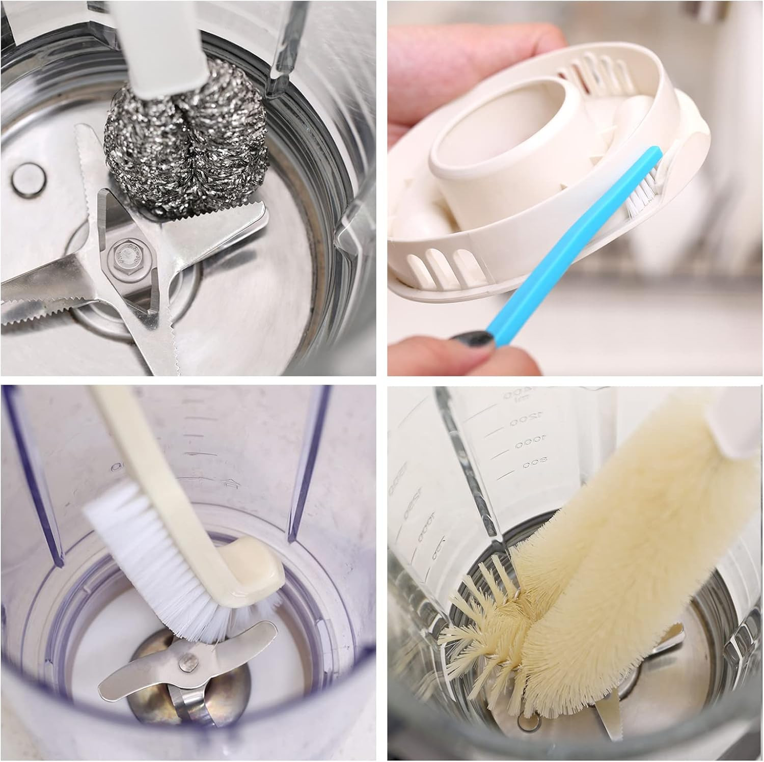Portable Blender Cleaning Brush Set of 4 – With Hanging Hole – Long Handle – For