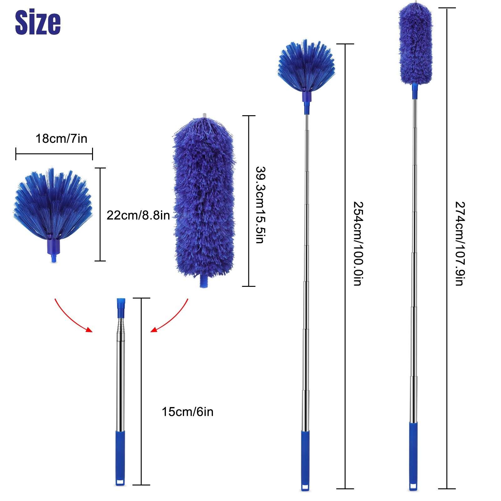 Extendable Microfiber Duster & Cobweb Dusting Brush Household Cleaning Tool Set