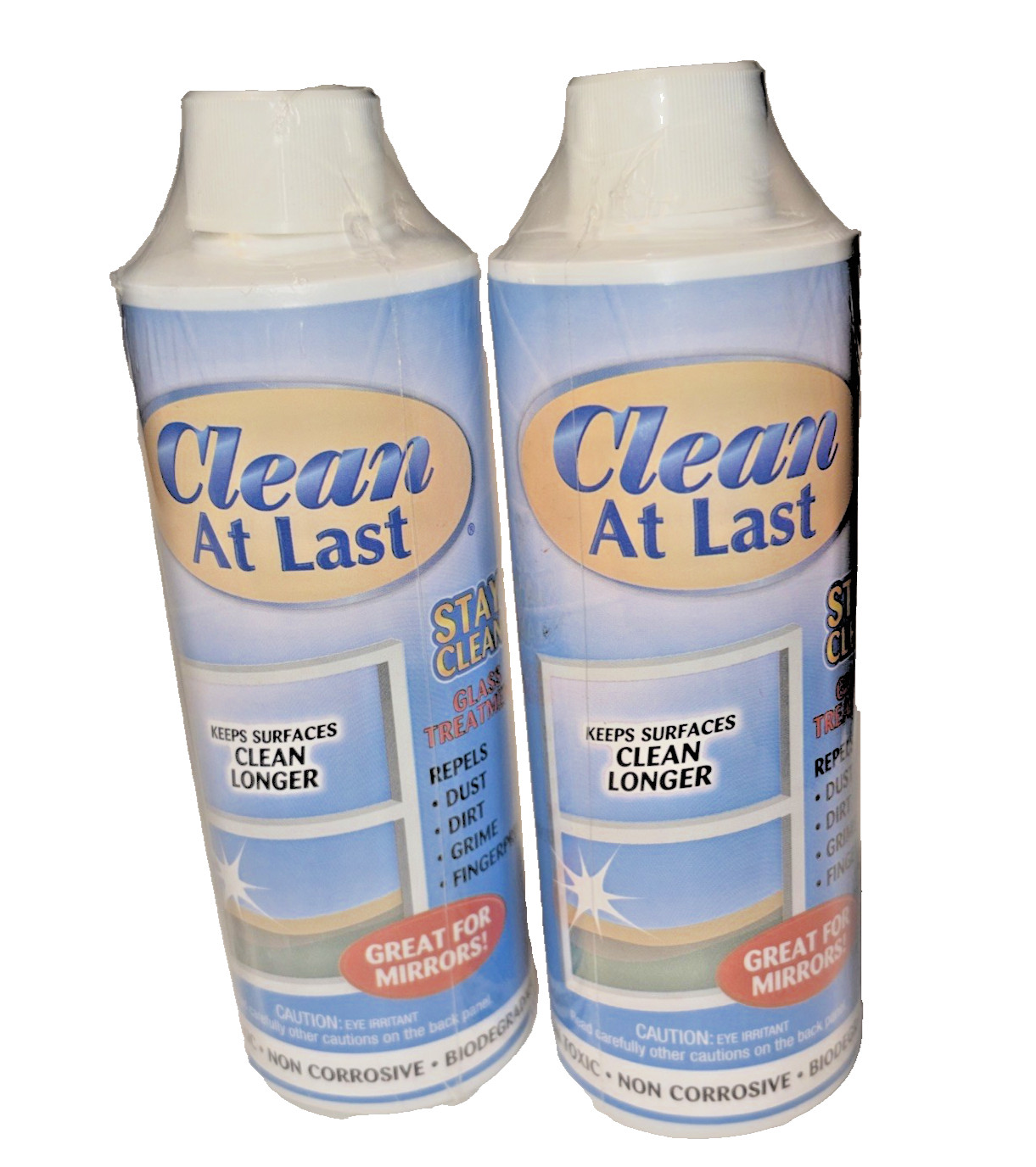 Clean At Last Glass Treatment New Sealed 8 Ounces Each Lot of 2 Great for Mirror