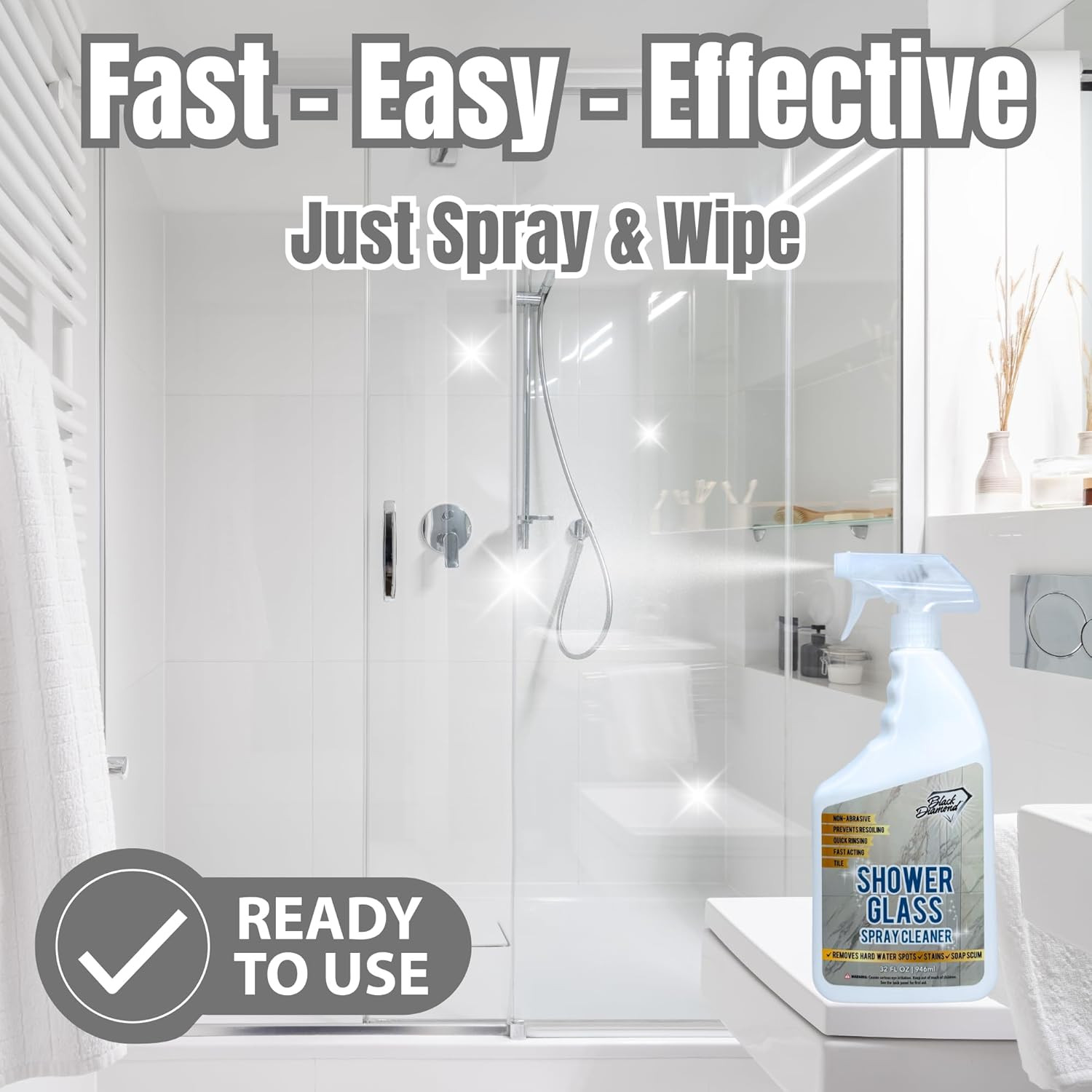 Shower Glass Cleaner – Professional Strength Shower Door & Tile Spray – Removes