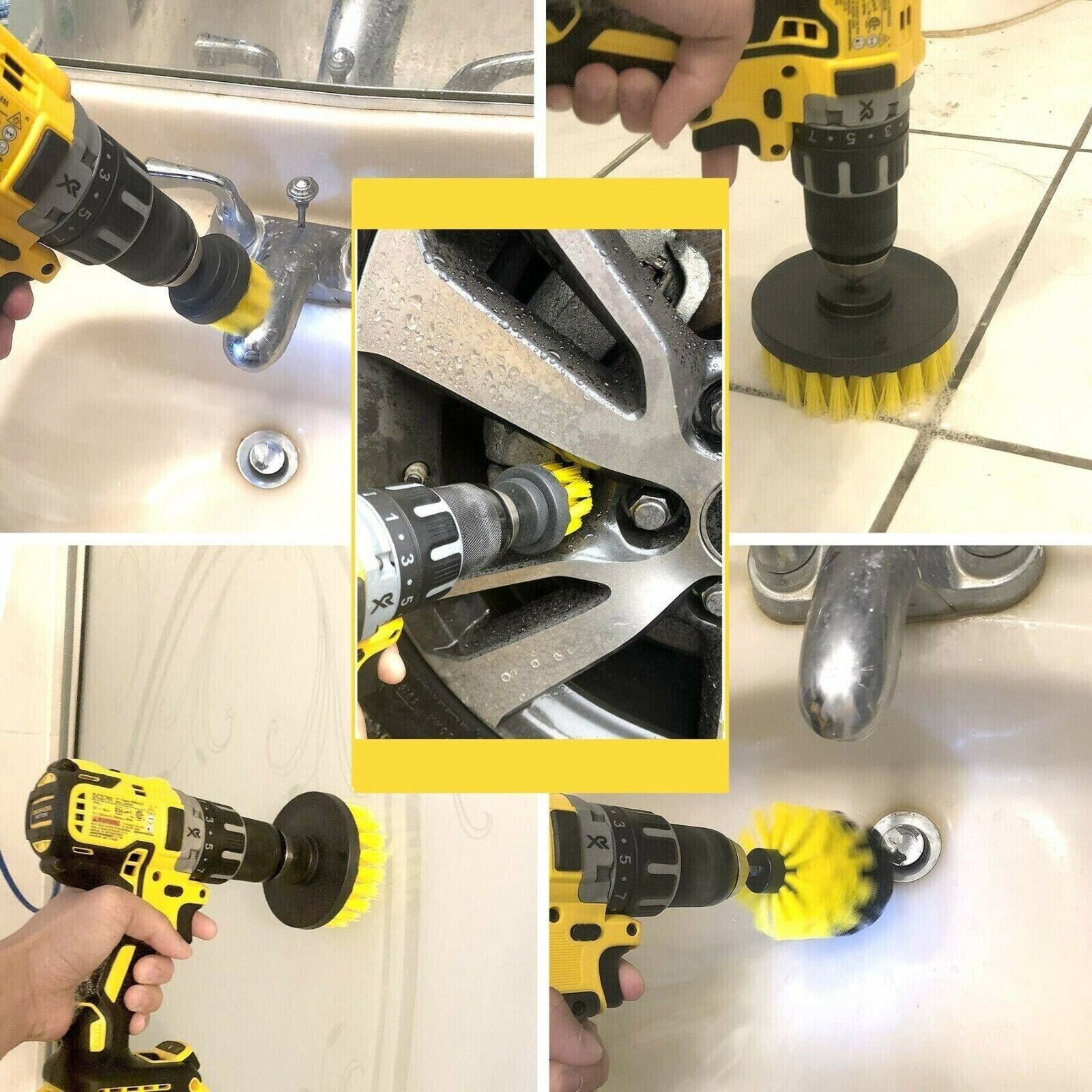 5X Drill Brush Set Power Scrubber Drill Attachments Carpet Tile Grout Cleanings