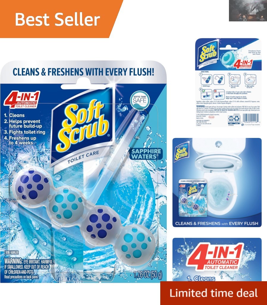 4-in-1 Toilet Care Rim Hanger in Sapphire Waters – Lasts 4 Weeks Freshness