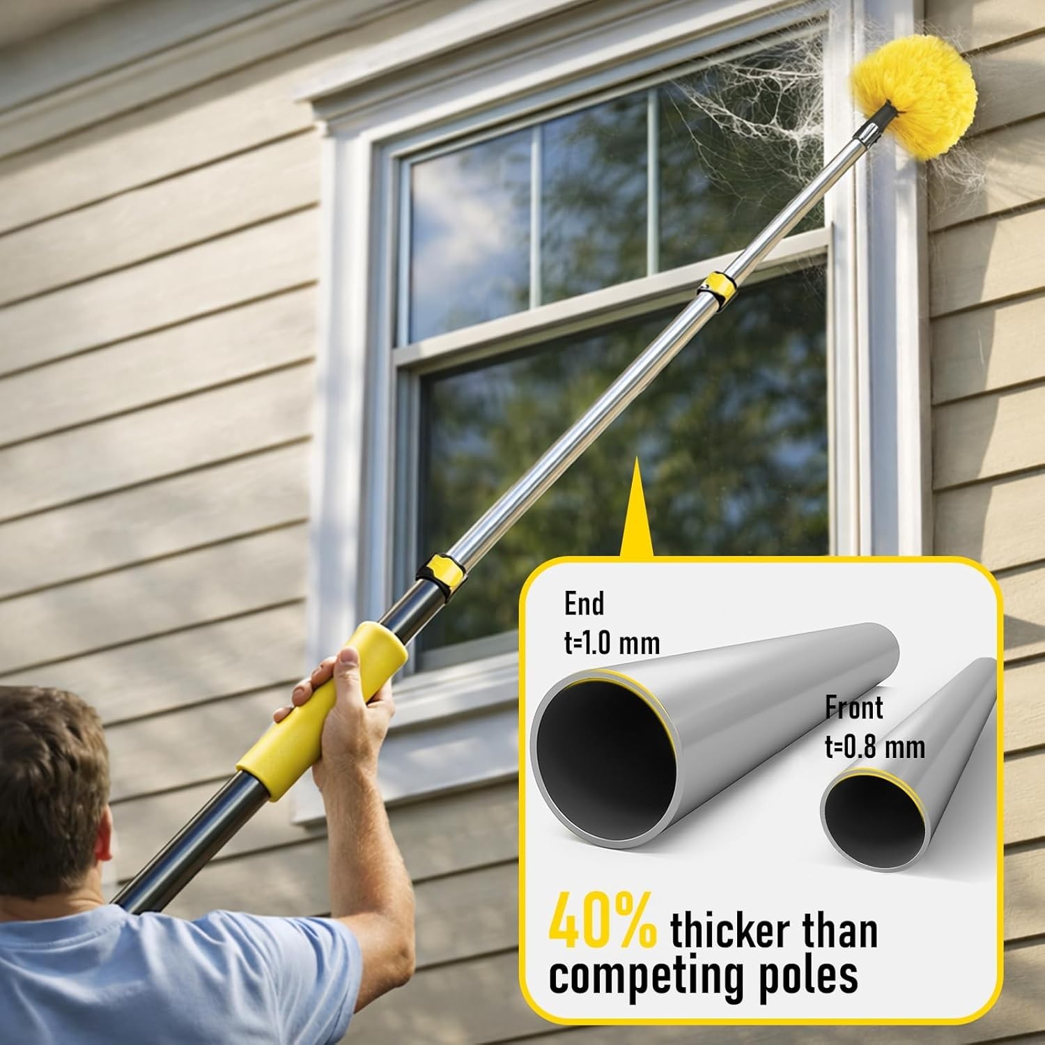 20 Foot High Ceiling Duster Kit 4-Head 5-12ft Aluminum Telescopic Pole