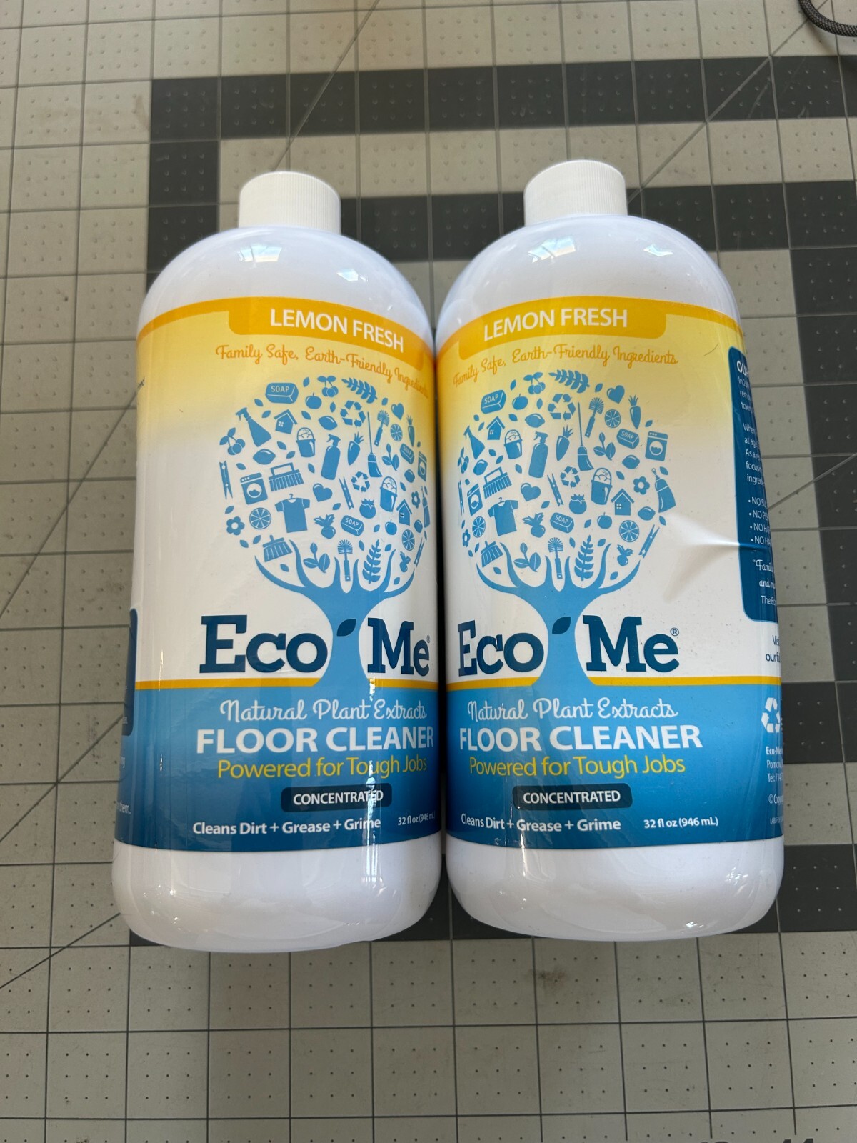2-pack lot Eco-Me 32oz Floor Cleaner Lemon Fresh Natural Plant Based concentrate