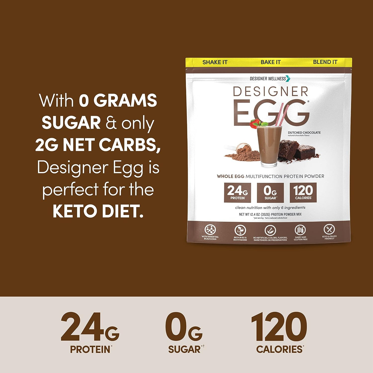 , Designer Egg, Natural Egg Yolk & White Protein Powder, Keto and Paleo Friendly