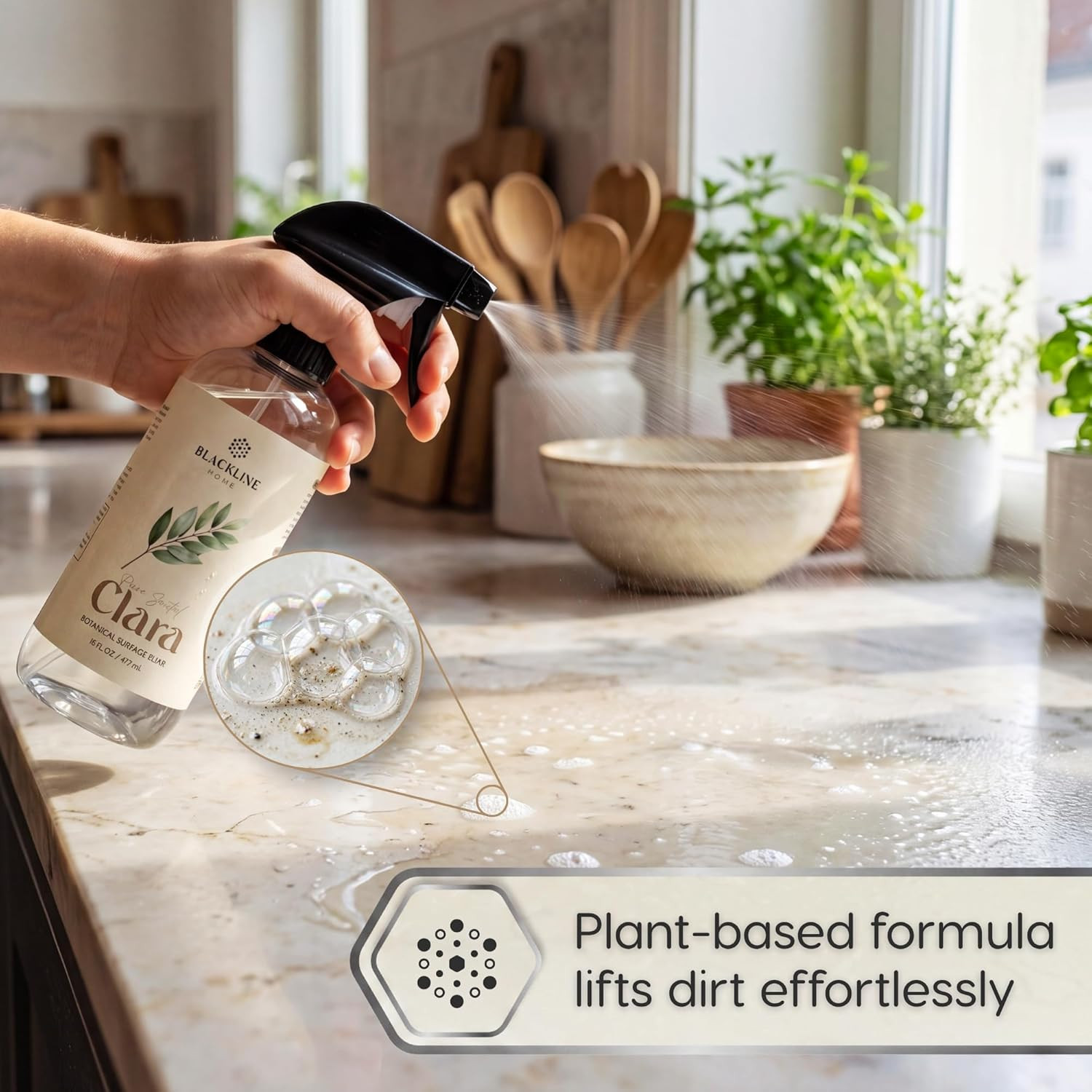 Home Clara — Plant-Based Surface Cleaner — 16 Fl Oz | Streak-Free, Biodegradable