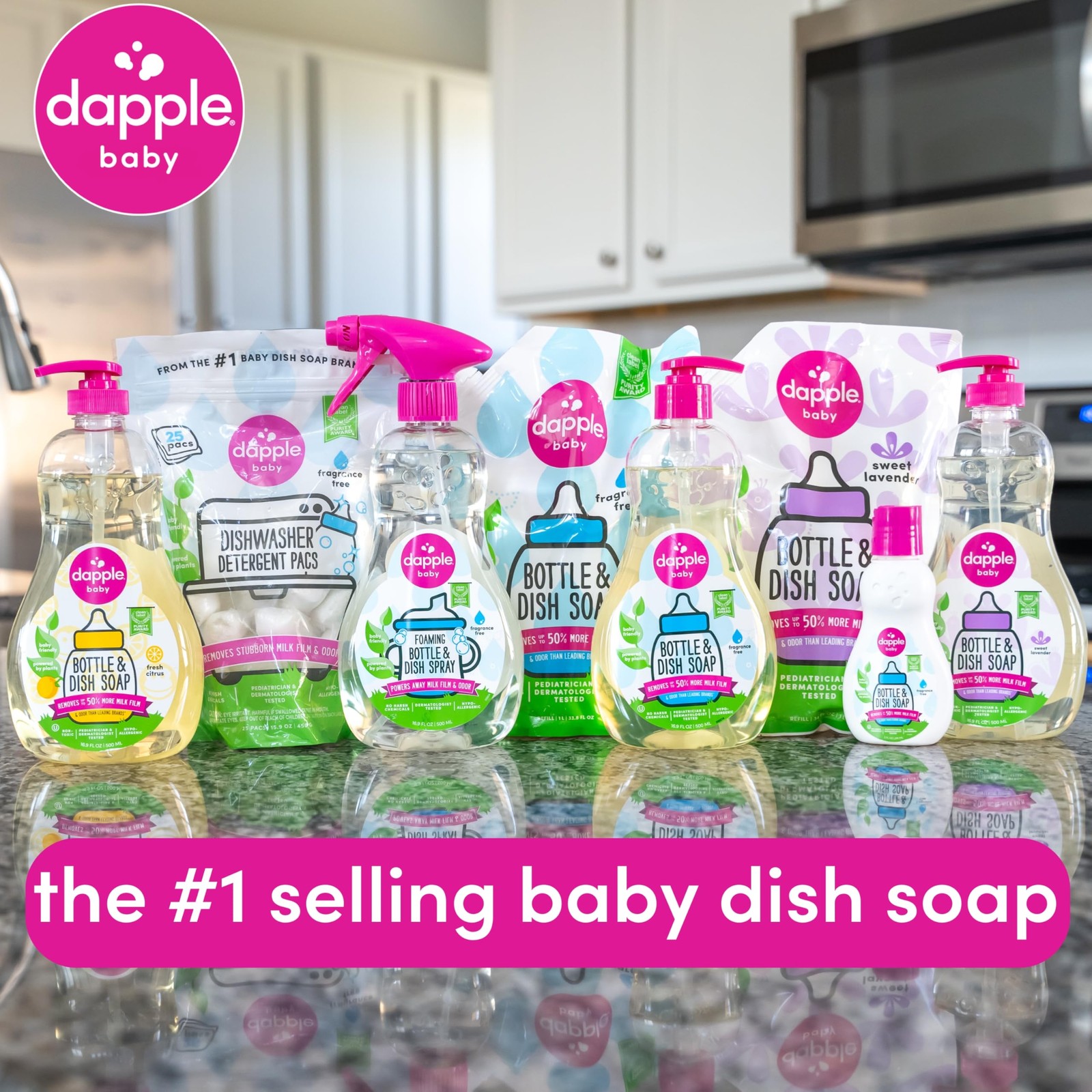Dapple Baby Bottle Soap Fragrance Free Hypoallergenic 34 oz 2-Pack
