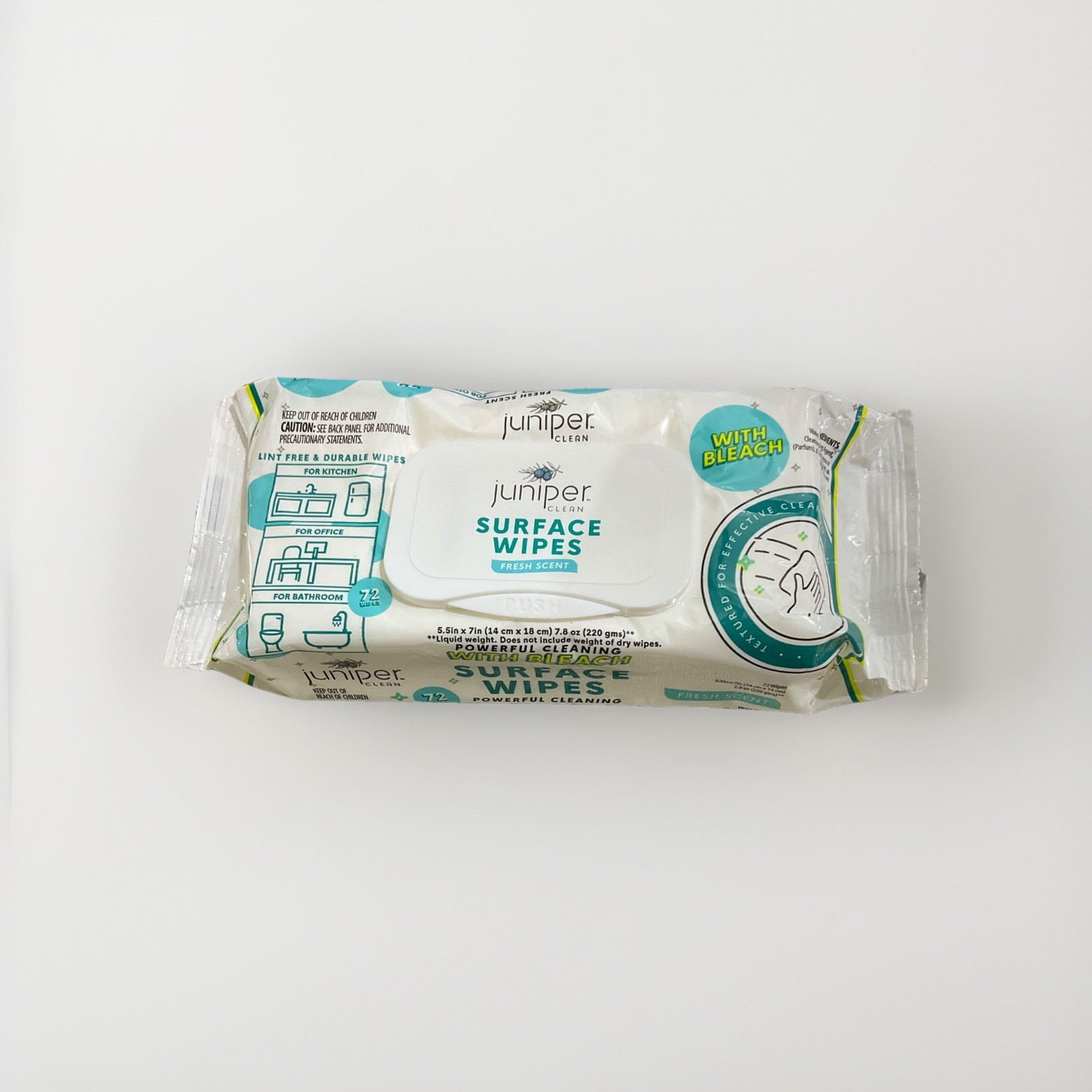 Juniper Clean Multi-Surface Fresh Bleach Scent Wipes – 1 Pack – 72 Count