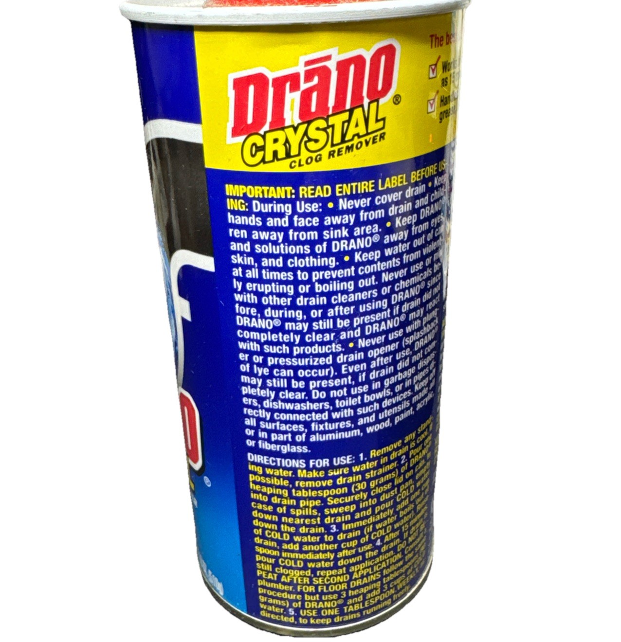 New Drano Crystal Clog Remover 18oz Drain Cleaner Discontinued 1998 Unopened