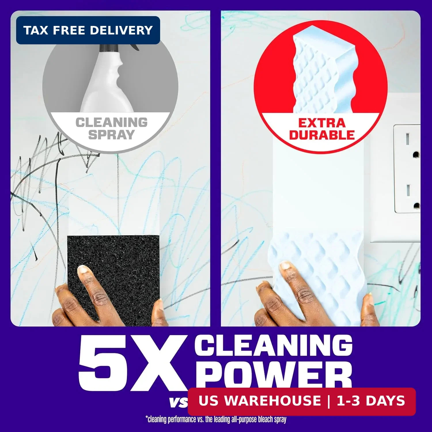 Mr. Clean Magic Eraser Sponge, All Purpose Cleaner, Cleaning Scrubber, Wall, Sne