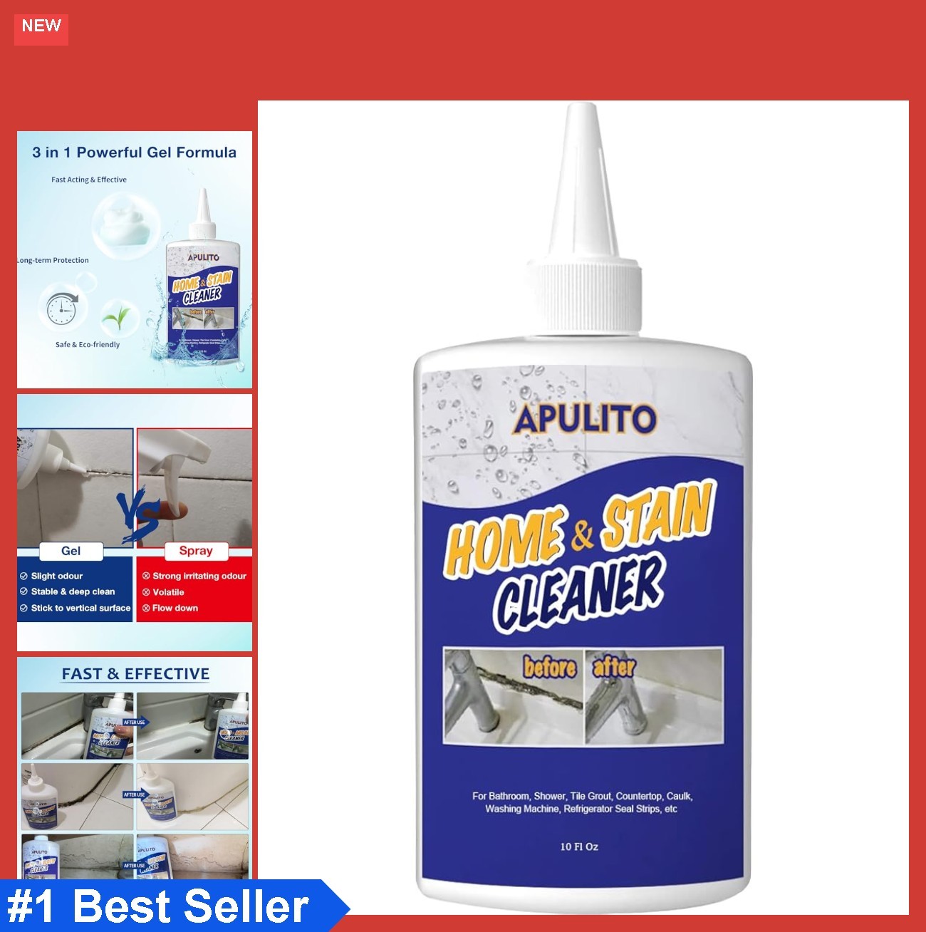 All Purpose Household Cleaner Gel 10 Fl Oz Tile Grout Bathroom Kitchen Shower