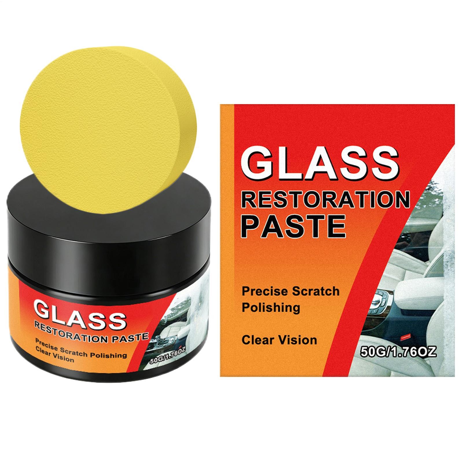 Glass Scratch Remover 50g with Sponge Polishing Cleaning Wax Car Repair