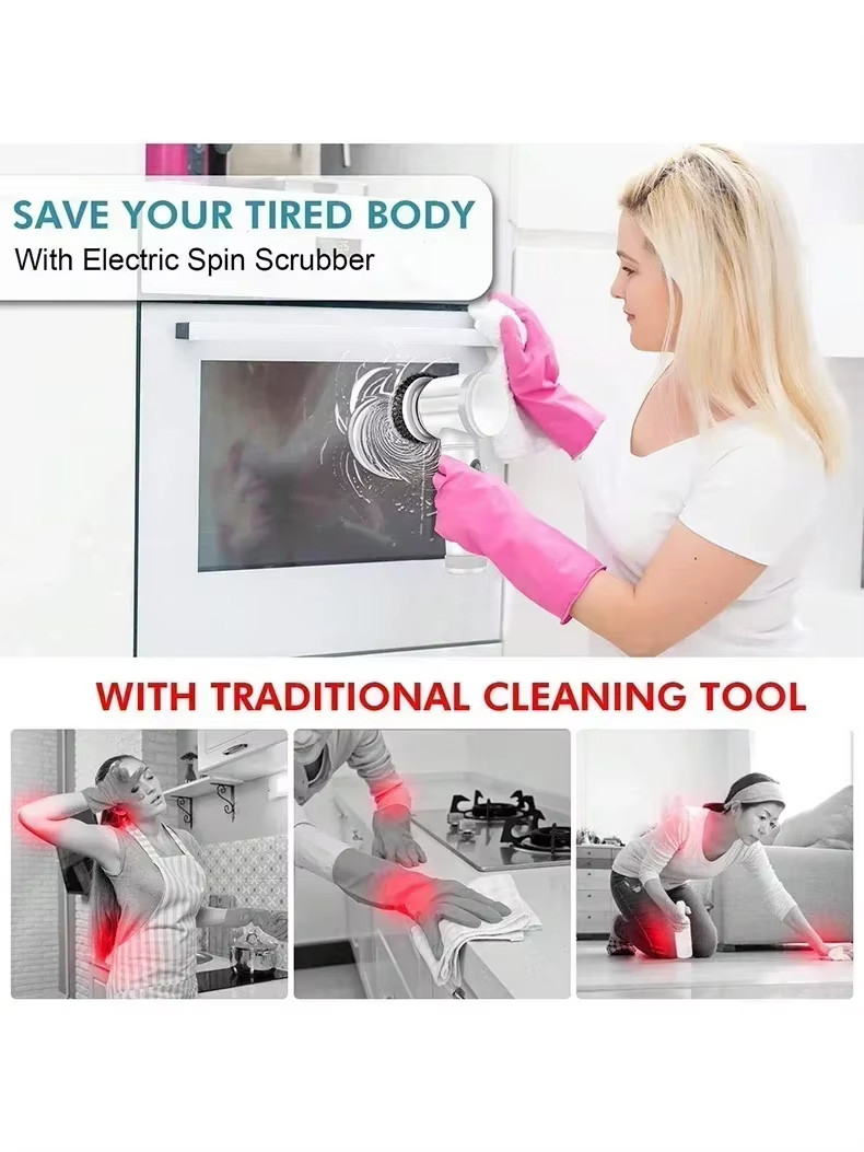1pcs Electric Spin Scrubber – Cordless Cleaning Brush with 5 Replaceable Heads