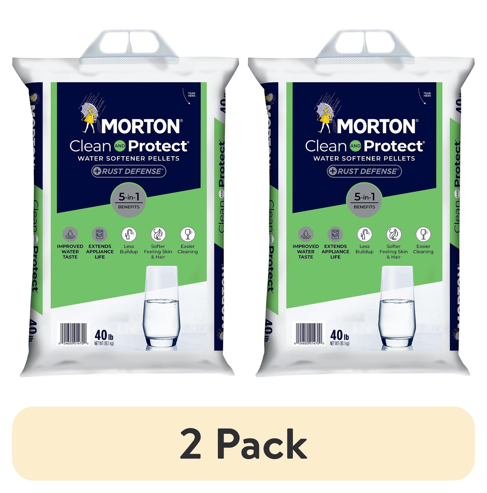 (2 pack) Clean and Protect Plus Rust Defense Water Softener Salt Pellets, 40lb