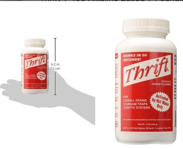 Thrift Odorless Powder Drain Cleaner 1 lb for Small Drains Grease Traps Septic