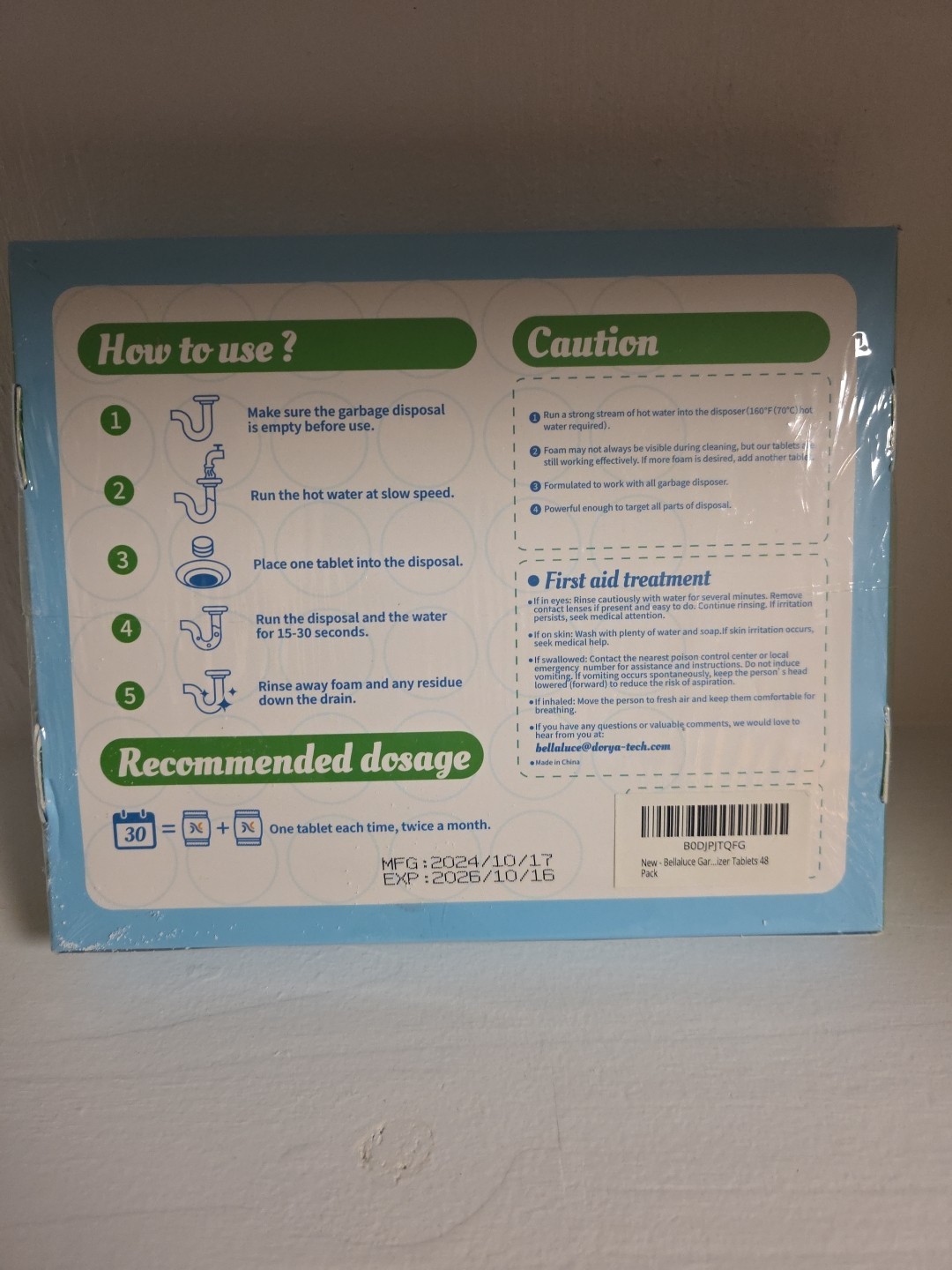 Bellaluce Garbage Disposal Cleaner Tablets (48 Tabs), 2 Pack (24 Each) , Mint