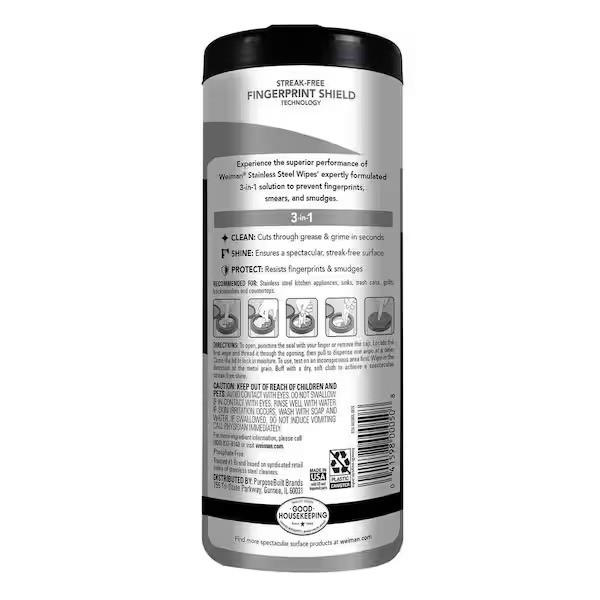 3 Pack Weiman 12 oz. 3-in-1 Stainless Steel Cleaner Wipes Clean, Shine & Protect