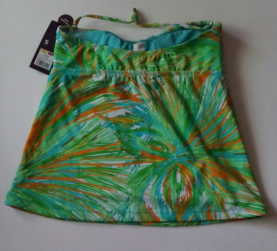 MOSSIMO SWIM-TOP REMOVABLE PADS GREEN MULTI-COLOR SIZE SMALL NWT RETAIL $24.99
