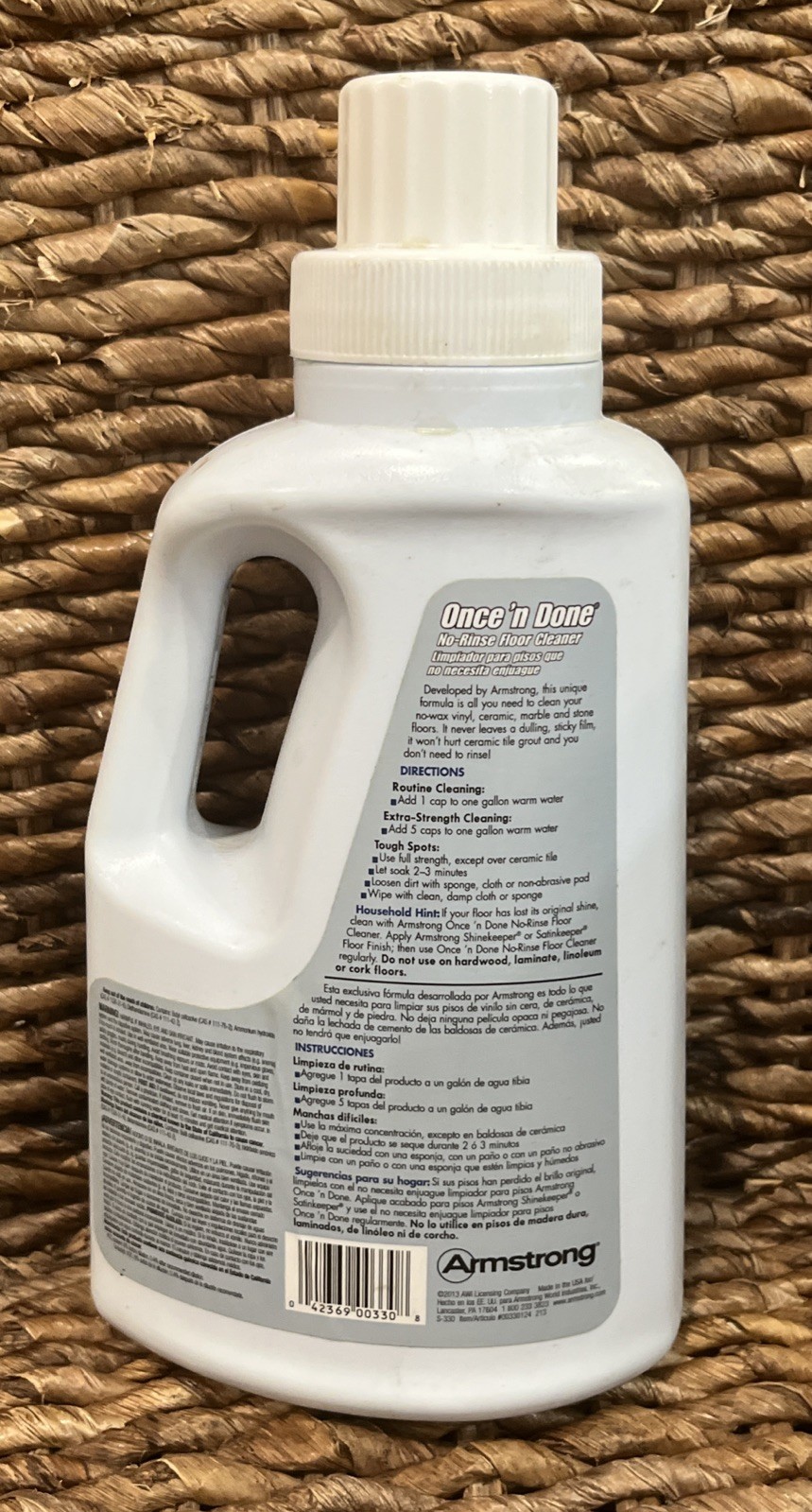 Armstrong Once ‘n Done NO RINSE Floor Cleaner Concentrate 2013 NOS #00330124