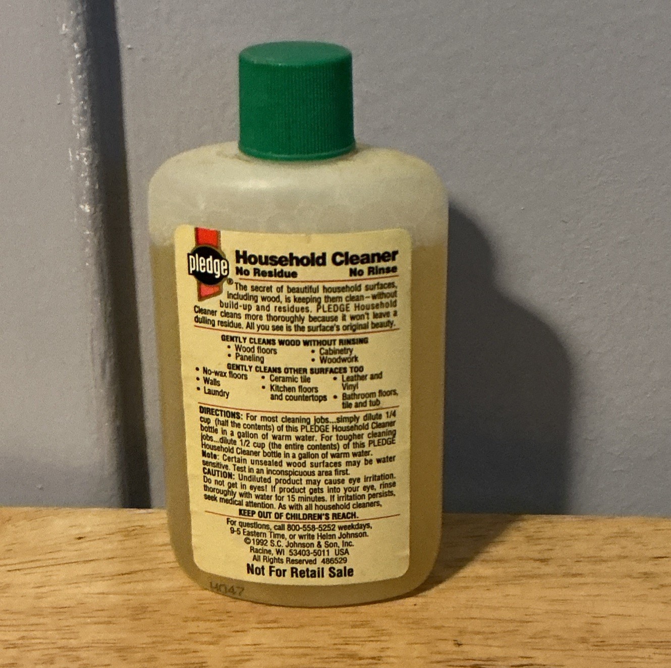 Pledge Household Cleaner 4 Oz Trial Size Vintage 1992 Liquid RARE Almost Full