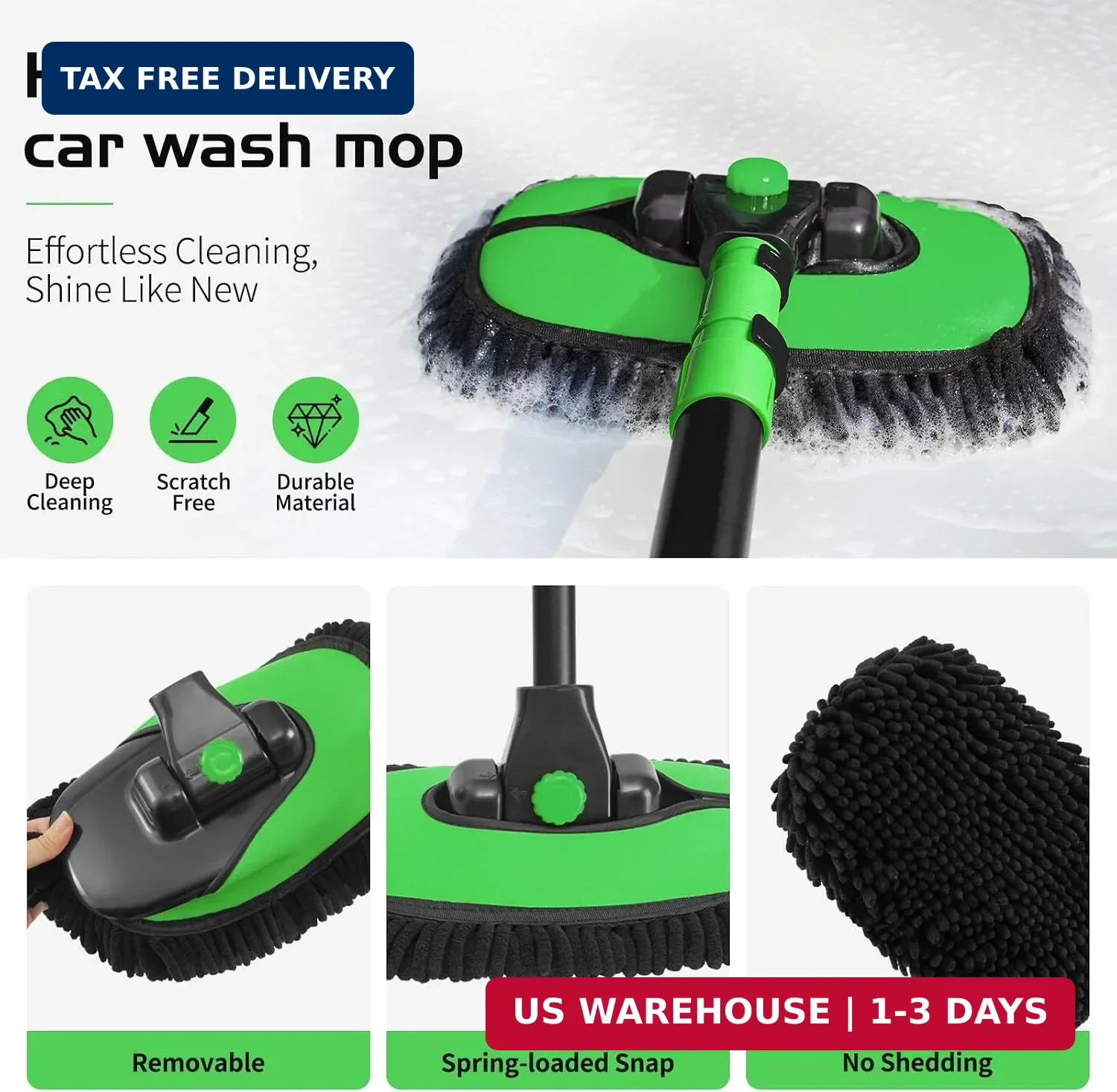 Car Wash Brush with Long Handle – 15°Curved Car Brushes for Washing Exterior, Mi