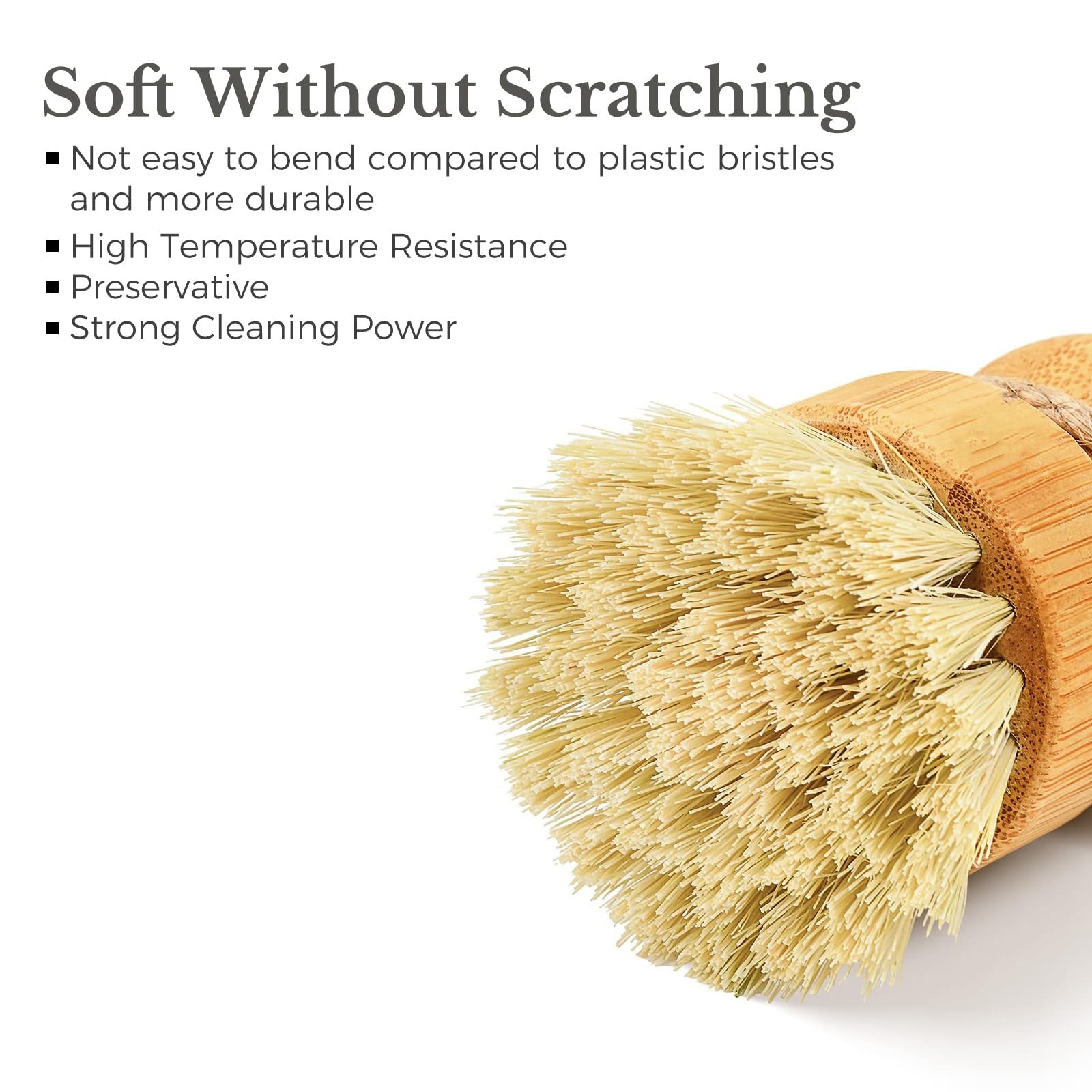 Bamboo Dish Scrub Brush for Kitchen Sink, Natural Wooden Washing Dish Brush S…