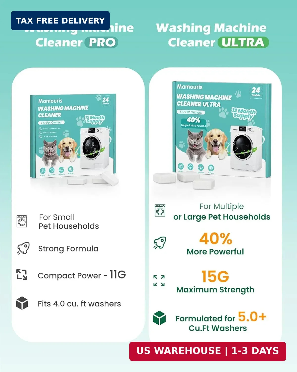 Uproot Clean Washing Machine Cleaner Tablets – 24 Pack for a 12 Month Supply. Fo