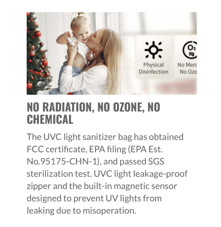 59S Pro Sterilizing Bag SZD24-P55Y, UVC SANITIZER Kills Germs & Bacteria