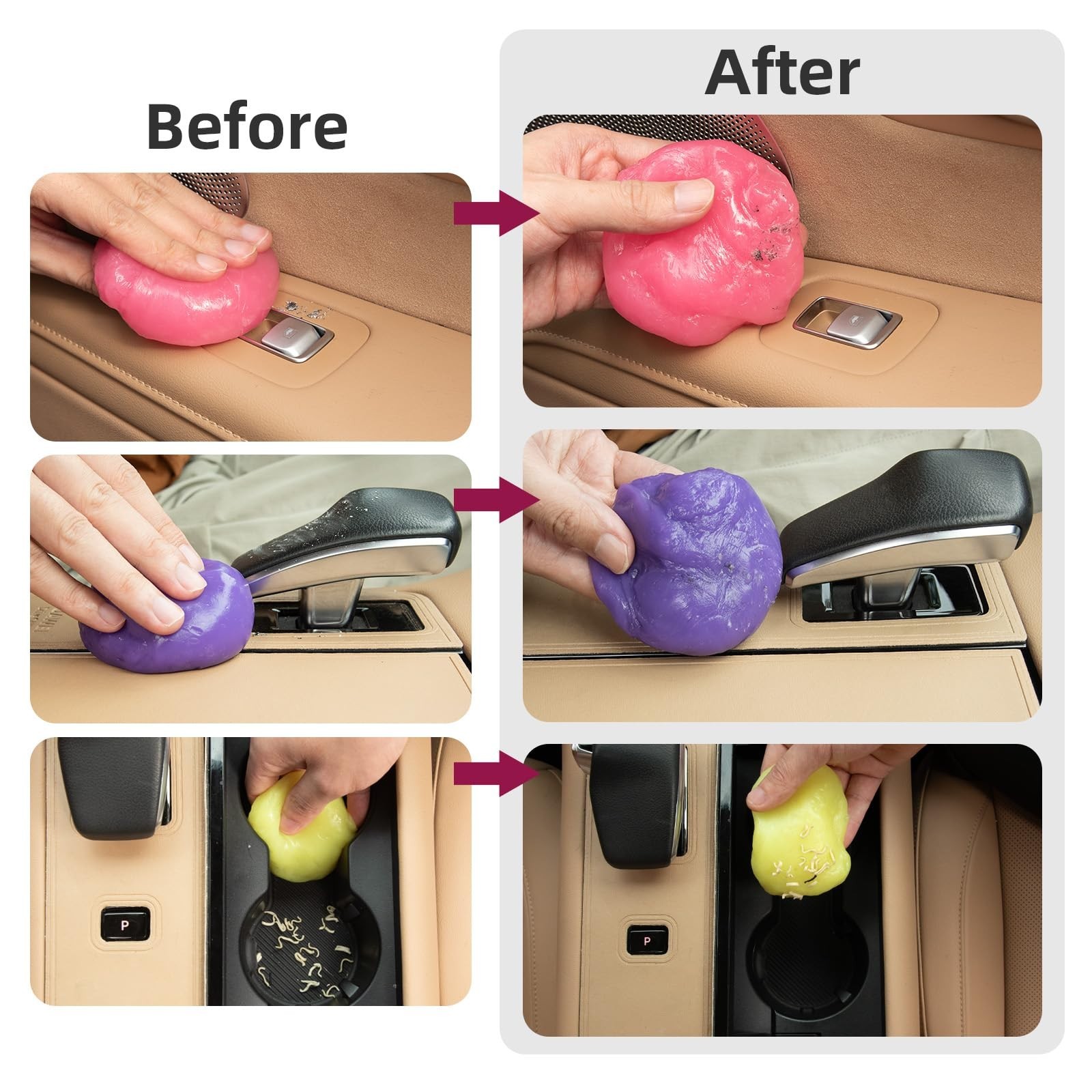 Reusable Car Cleaning Gel Putty 4-Pack – Universal Interior Cleaner Slime, Dust