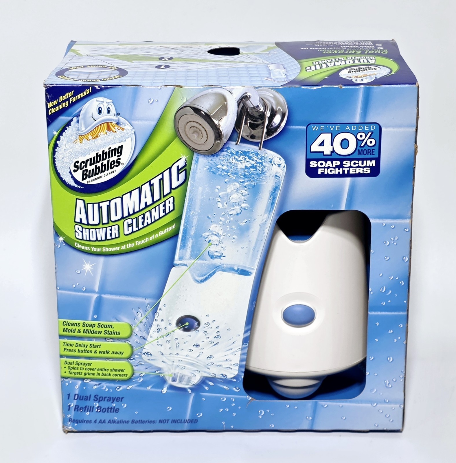 Scrubbing Bubbles Automatic Shower Cleaner Dual Sprayer + Refill Bottle Sealed