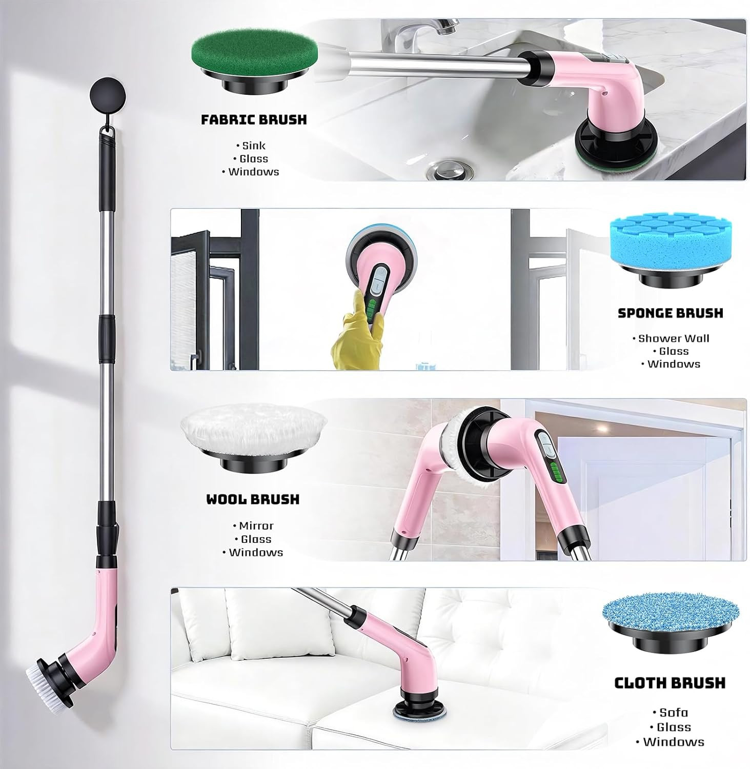 Electric Spin Scrubber for Cleaning Bathroom: Cordless Power Shower Scrubber – E