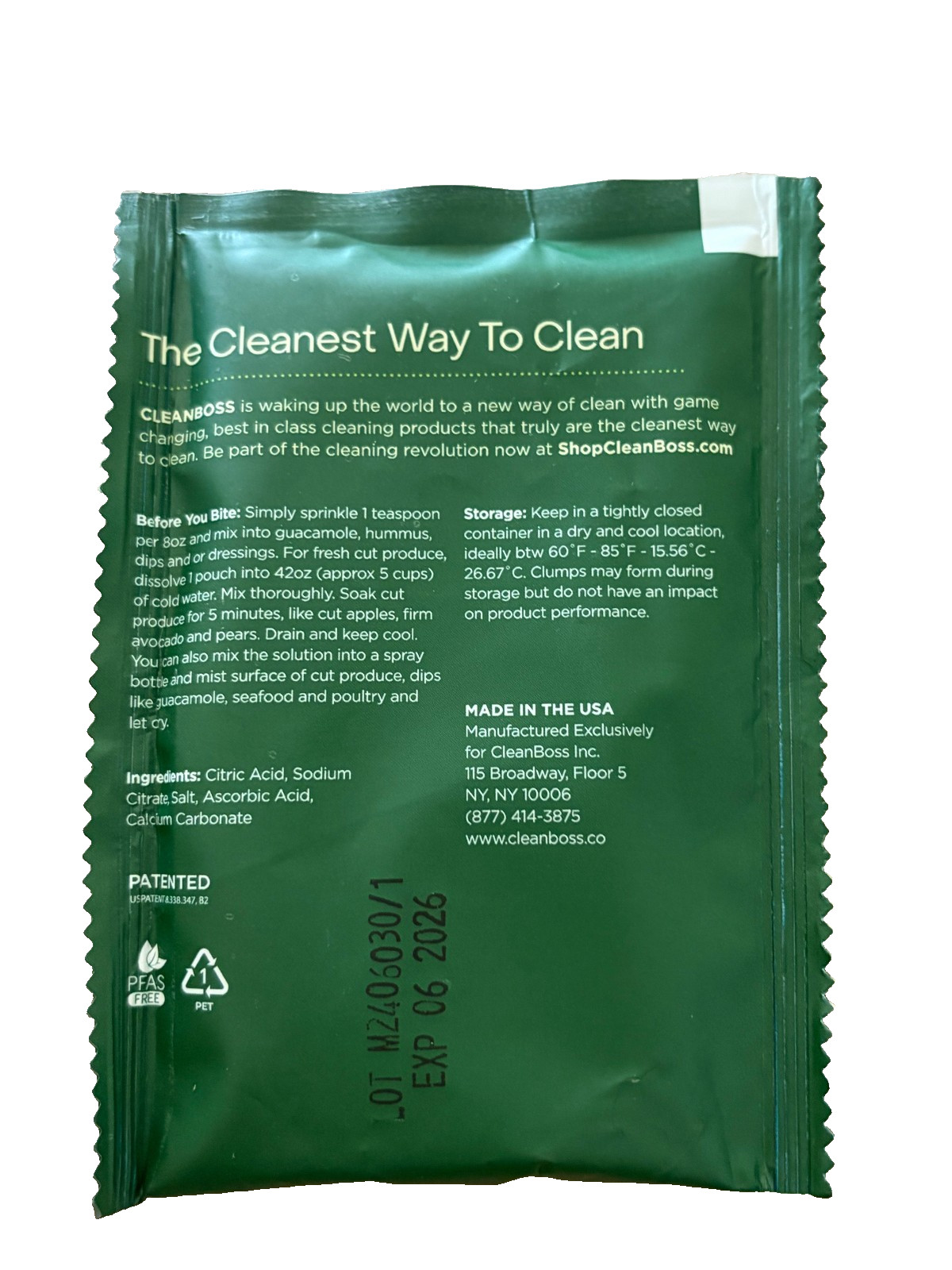 JOY Clean Boss All Natural Fresh Food Life Extender Preserver 6 Packets Sealed