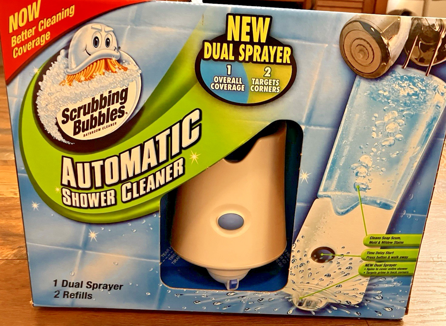 Scrubbing Bubbles Automatic Shower Cleaner Dual Sprayer 2 34 oz Refills NOS