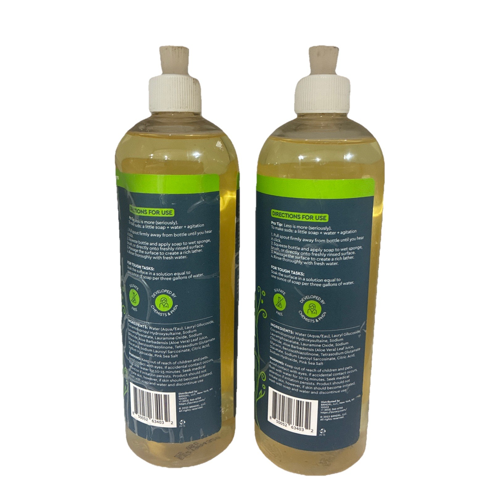 Puracy Natural Dish Soap, Skin-Softening Plant-Based Liquid 16 oz (2 PACK)