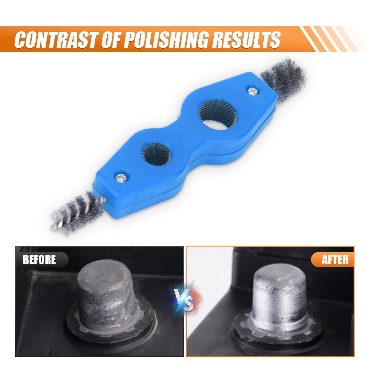 DUSCOKE 4-in-1 Car Battery Terminal Cleaning Brush- 1/2″ & 3/4″ Inner & Outer