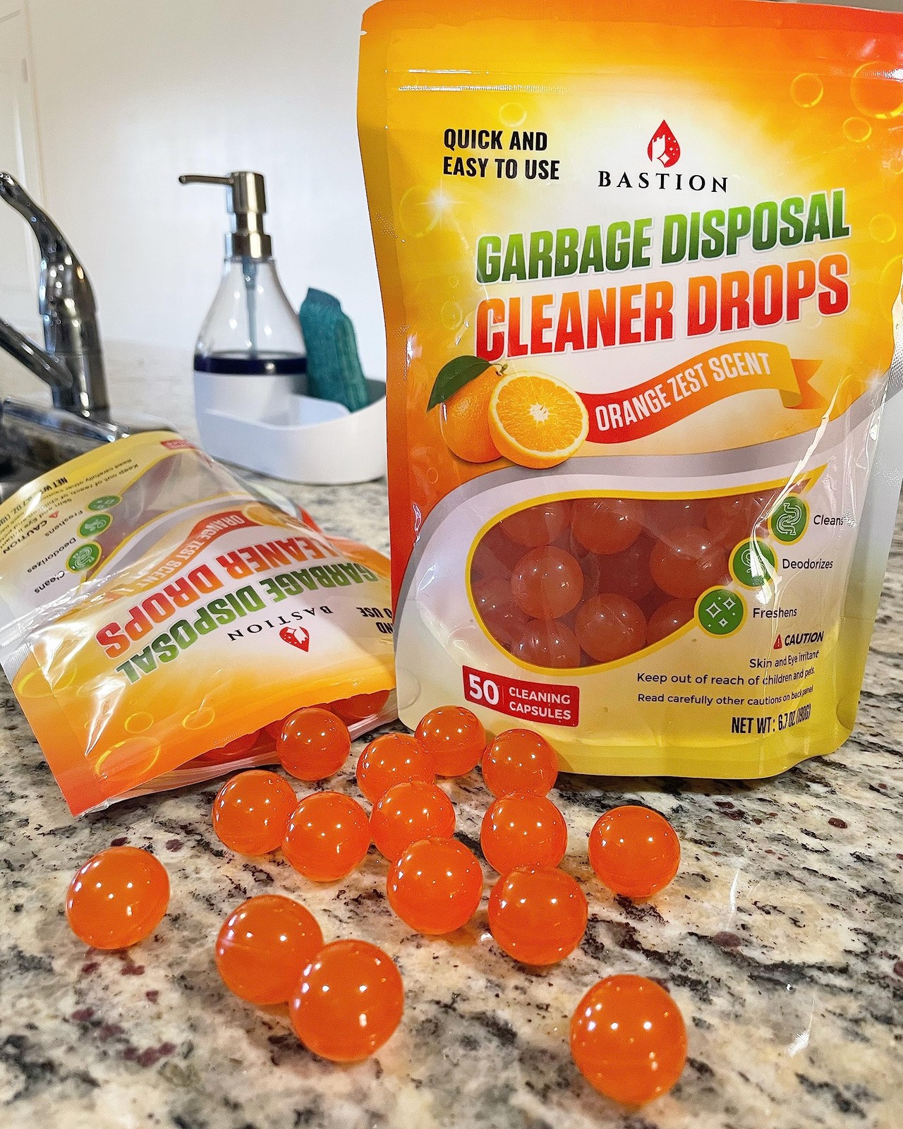 Garbage Disposal Cleaner and Deodorizer Drops- [[50-Count]] Orange Zest Scent…
