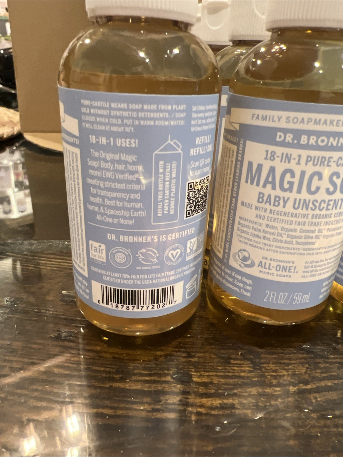 12X Dr. Bronner’s -Pure-Castile Liquid Soap, Baby Unscented, Travel Size, 2Fl Oz