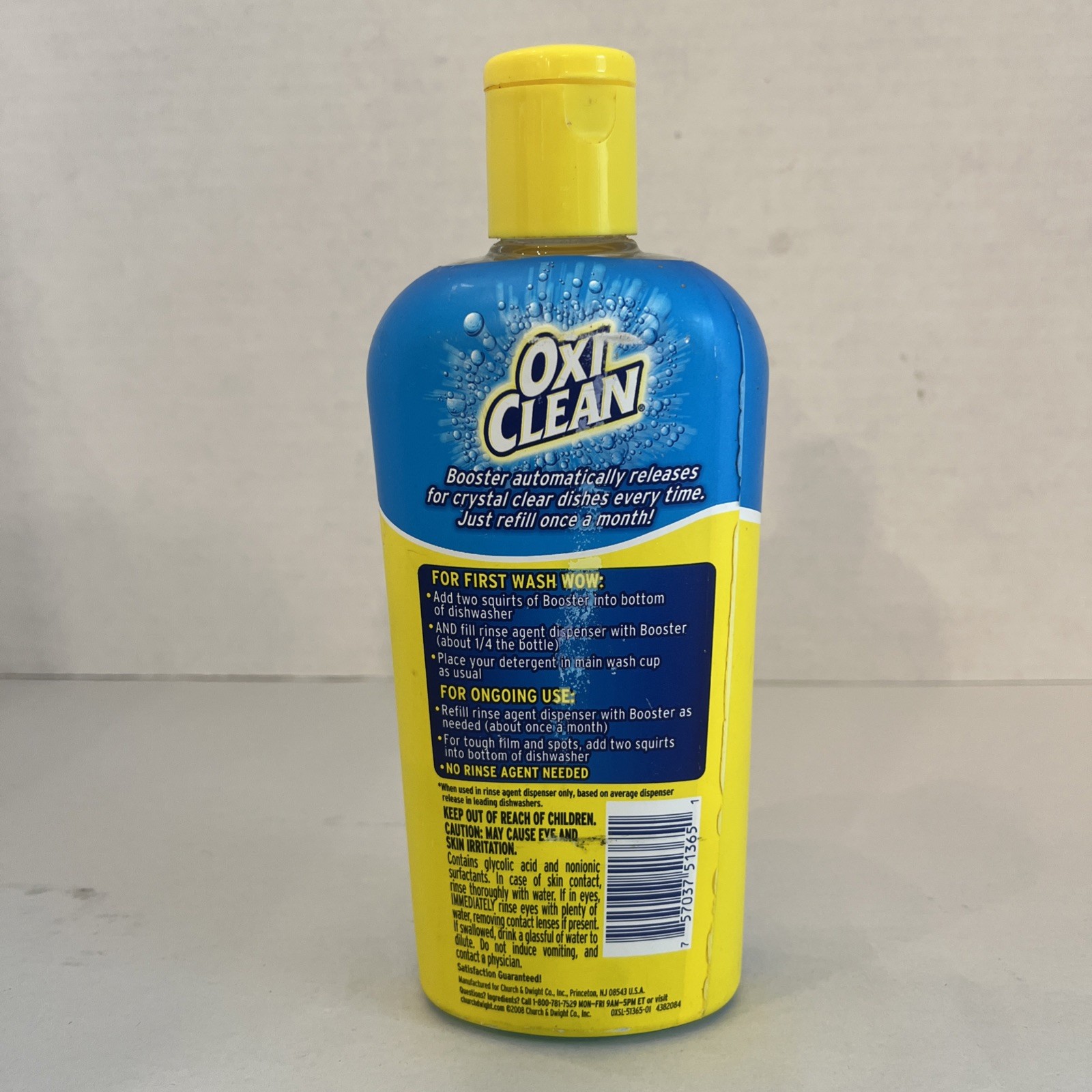 DISCONT Oxi Clean Dishwashing Booster Crystal Clear Glasses 13oz USED ~1/2 FULL