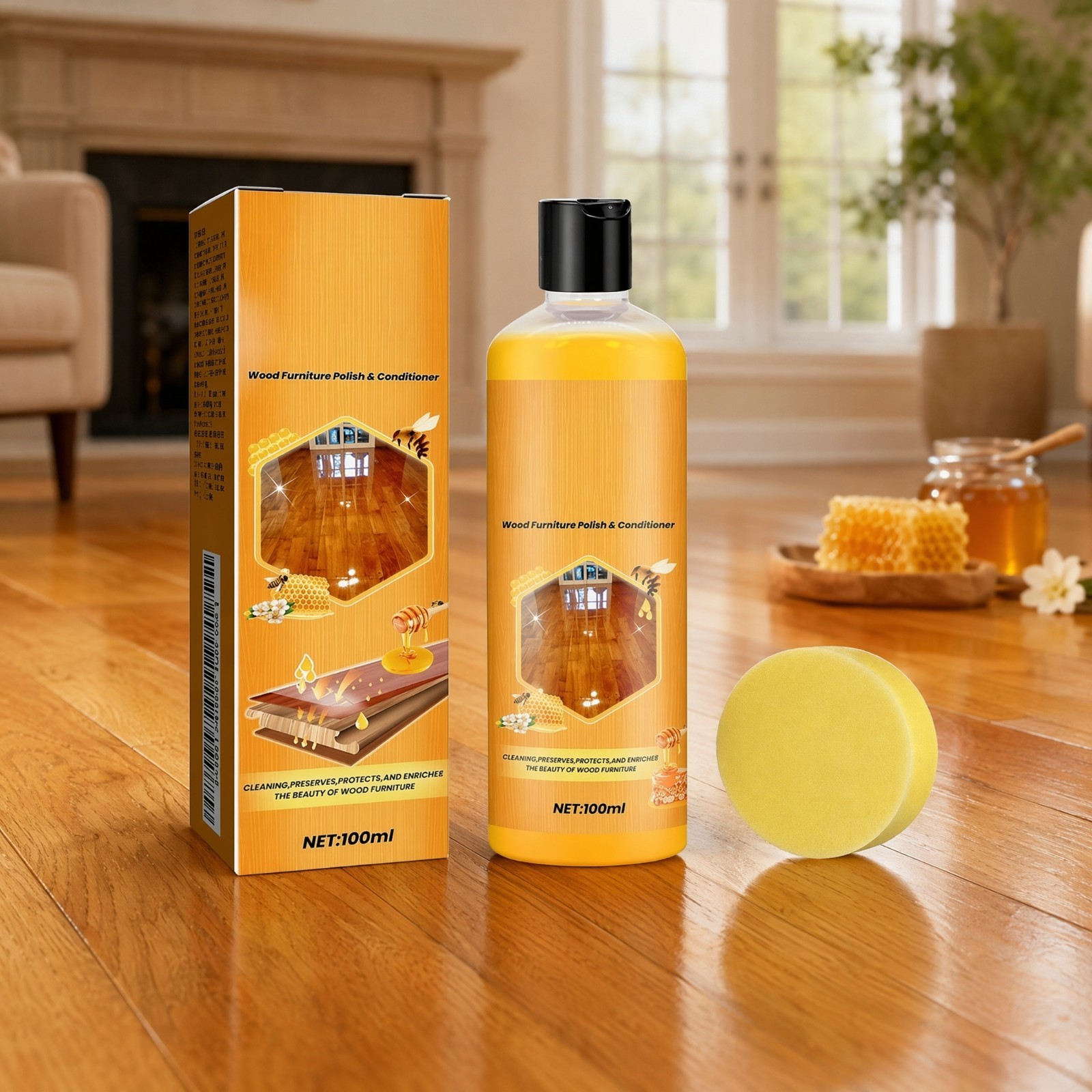 All-in-One Beeswax Wood Polish & Conditioner for Furniture Care 100ml